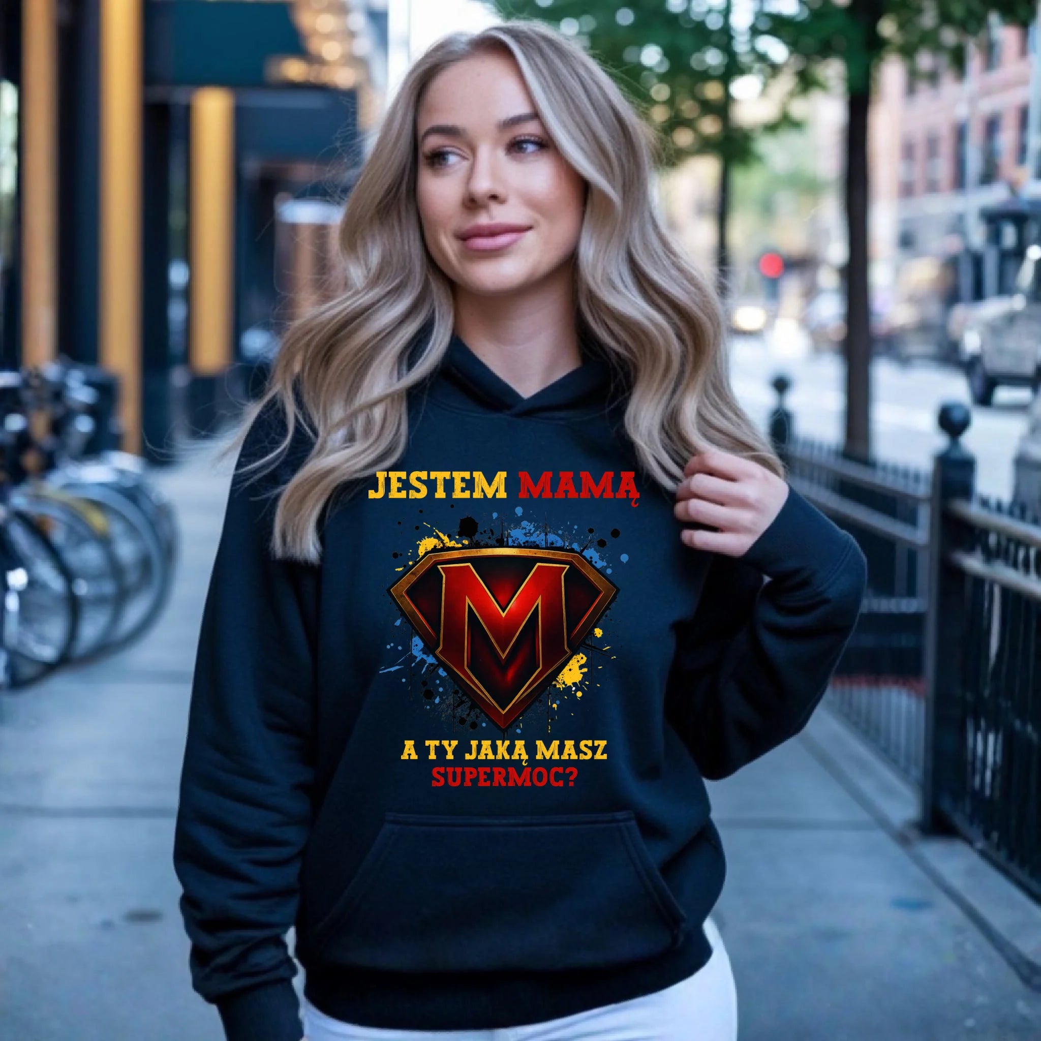Bluza z kapturem dla mamy - Jestem mamą A Ty jaką masz supermoc? DM04 - StoryCups.pl