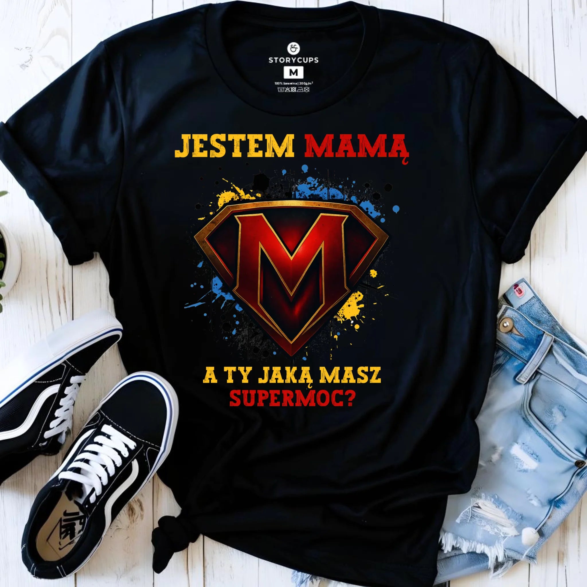 Koszulka dla mamy - Jestem mamą A Ty jaką masz supermoc? DM04 - StoryCups.pl