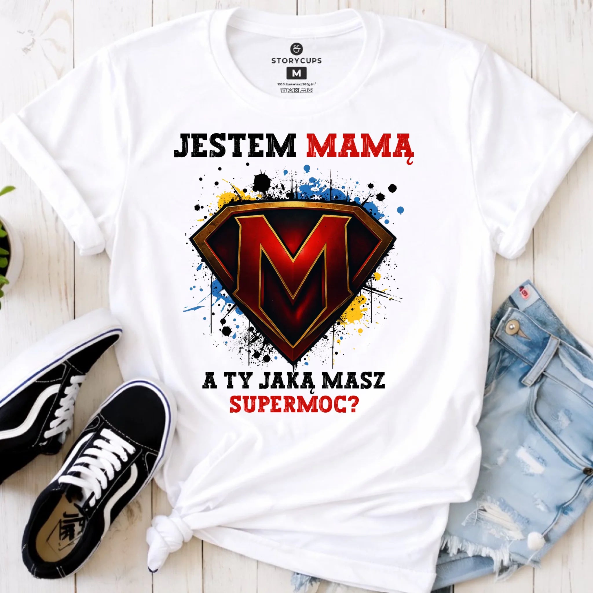 Koszulka dla mamy - Jestem mamą A Ty jaką masz supermoc? DM04 - StoryCups.pl
