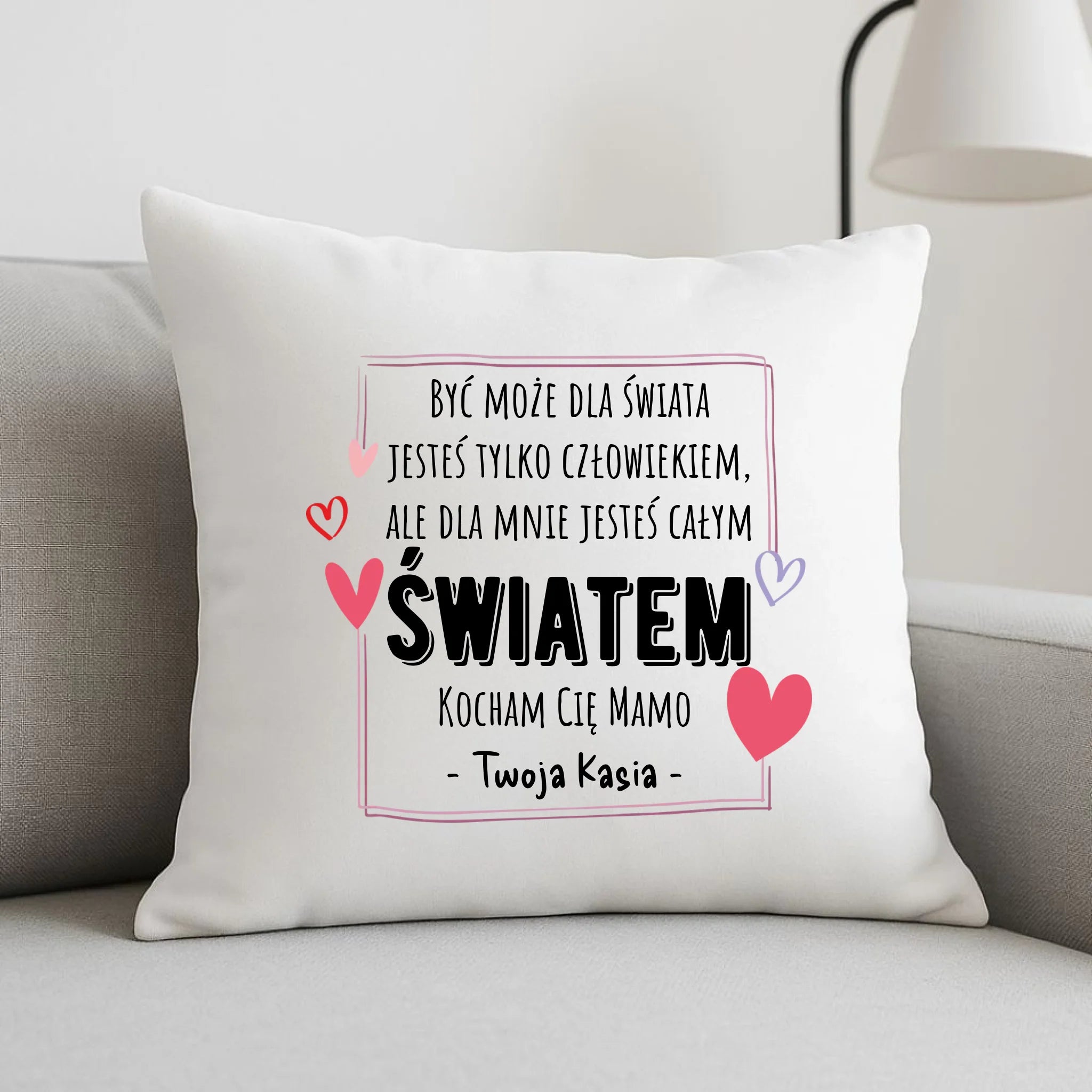 Poduszka dla mamy - Mamo jesteś całym Światem - personalizowana DM06 - StoryCups.pl