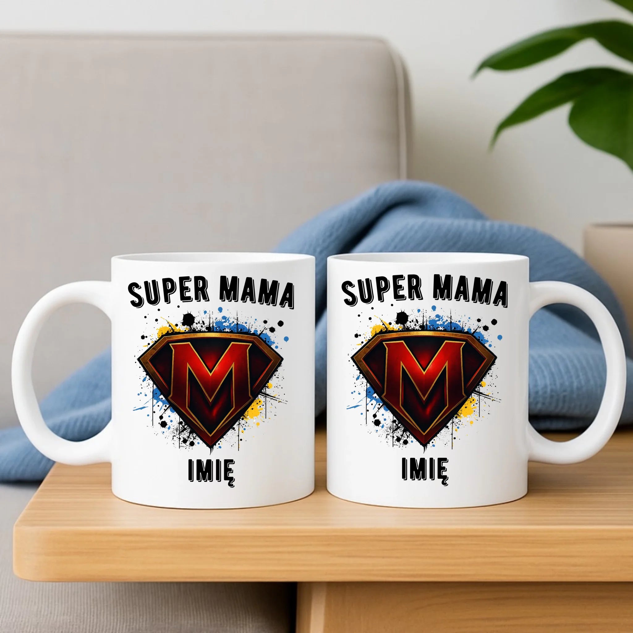 Zestaw poduszka i kubek dla mamy - Super Mama - personalizowany DM07 - StoryCups.pl