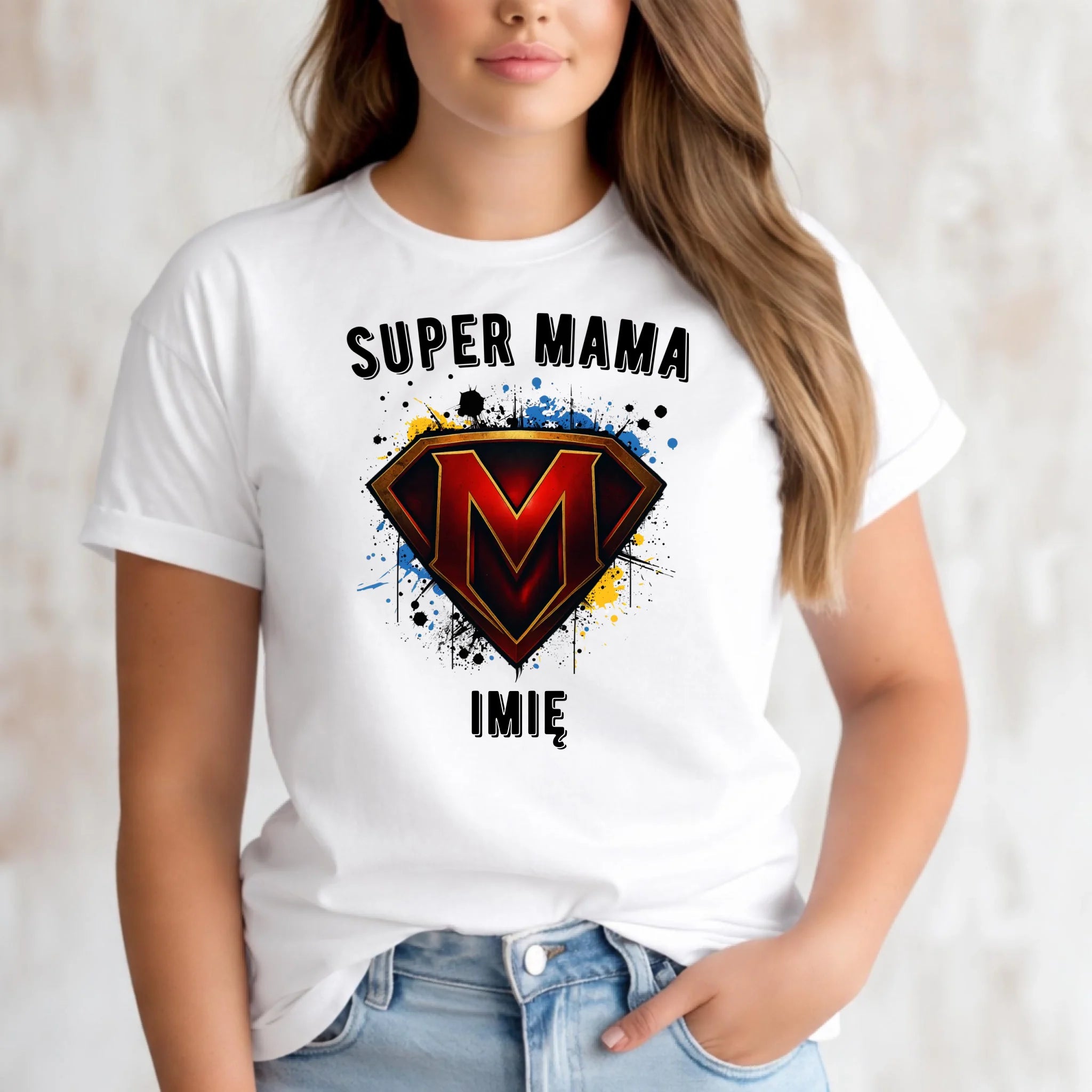Koszulka dla mamy - Super Mama - personalizowana DM07 - StoryCups.pl