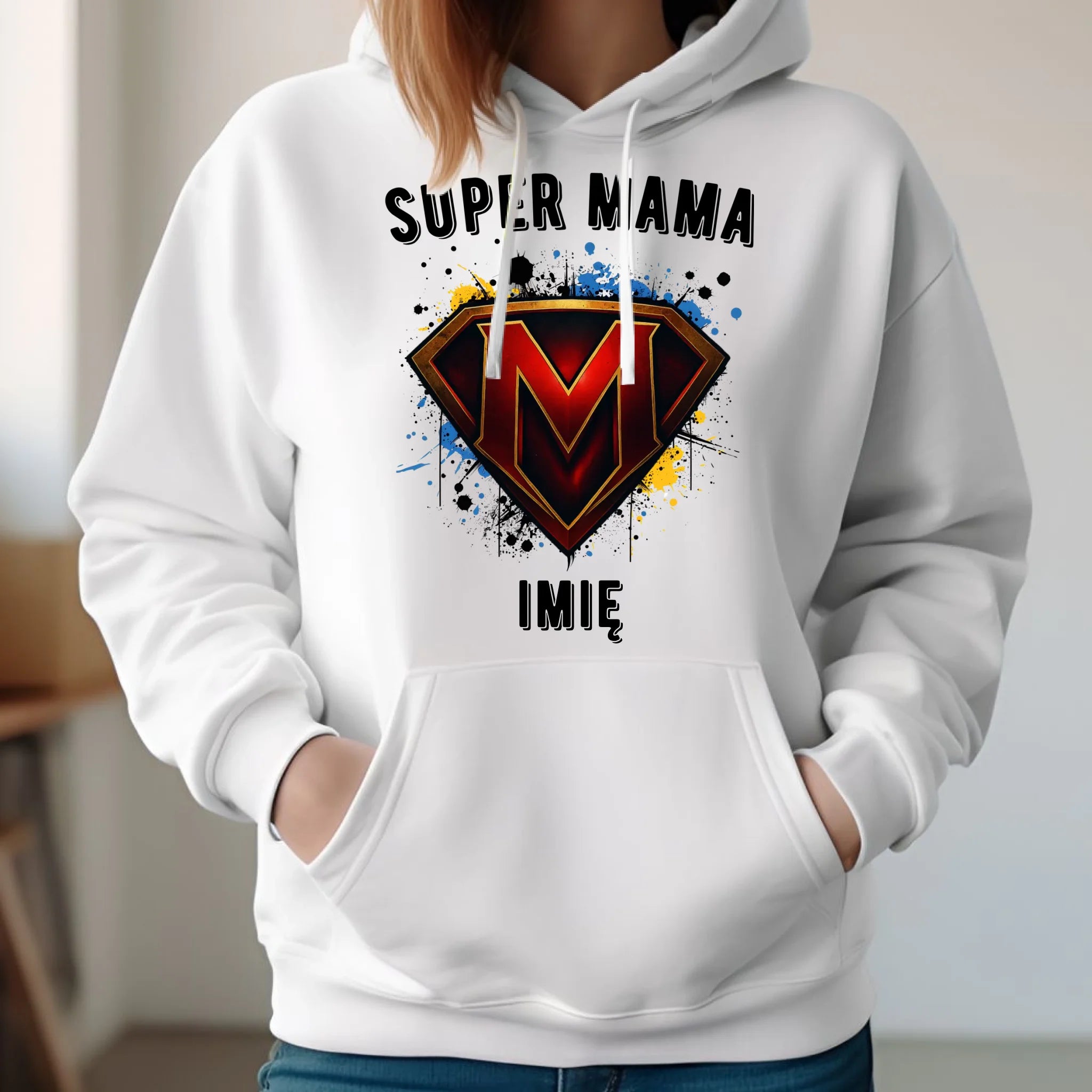 Bluza z kapturem dla mamy - Super Mama - personalizowana DM07 - StoryCups.pl