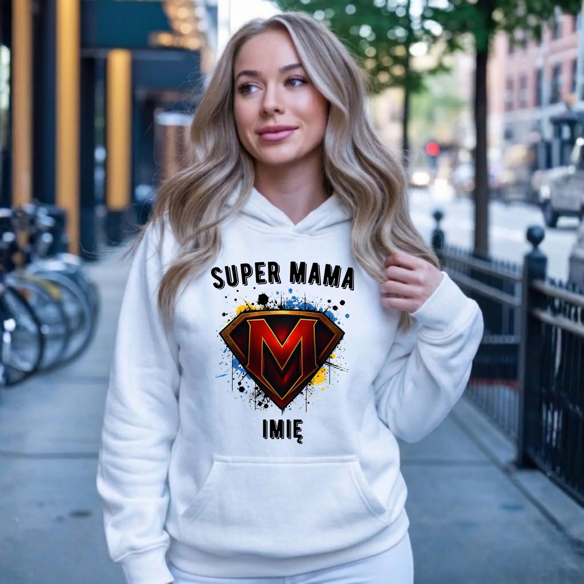 Bluza z kapturem dla mamy - Super Mama - personalizowana DM07 - StoryCups.pl