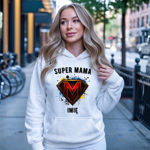 Bluza z kapturem dla mamy - Super Mama - personalizowana DM07 - StoryCups.pl