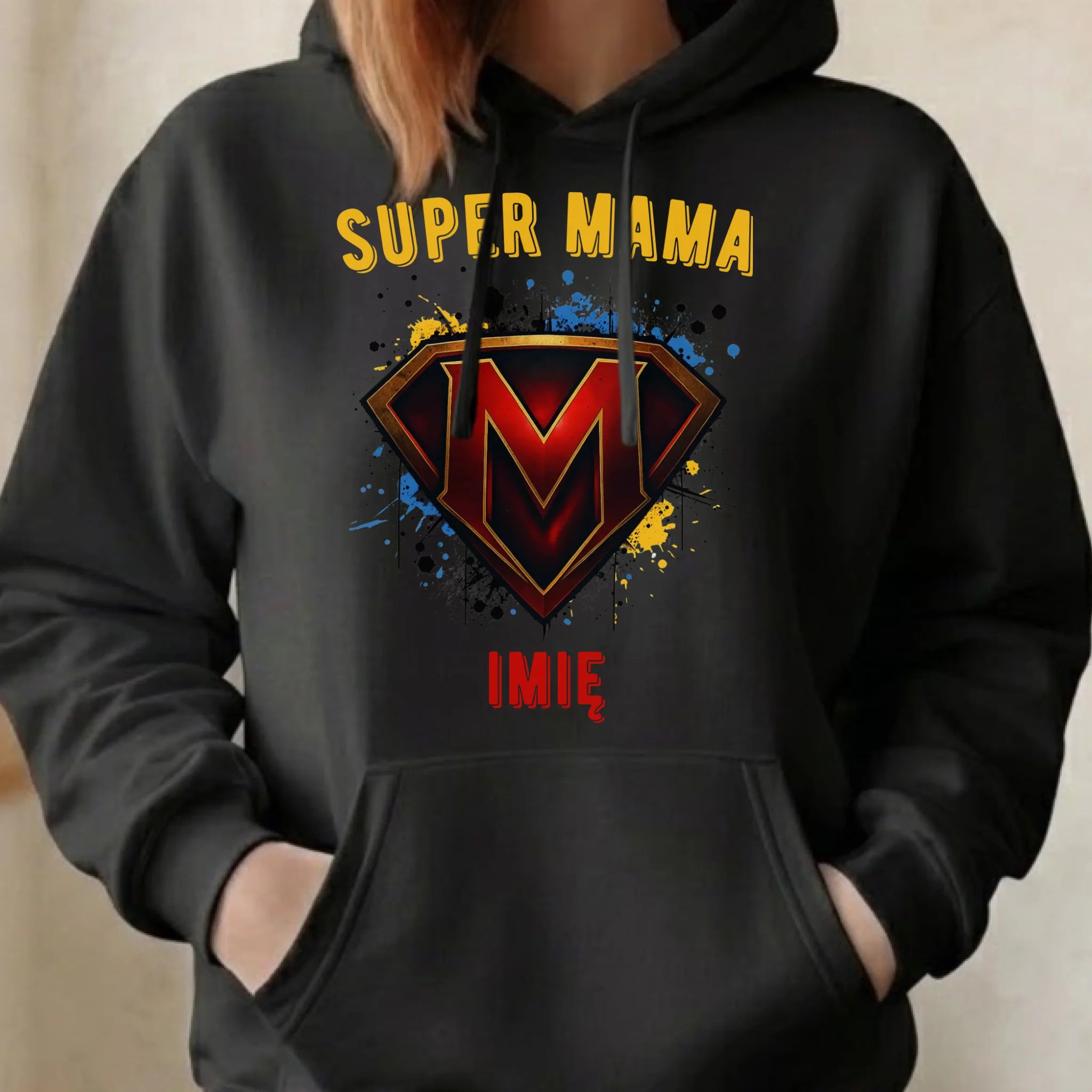 Bluza z kapturem dla mamy - Super Mama - personalizowana DM07 - StoryCups.pl