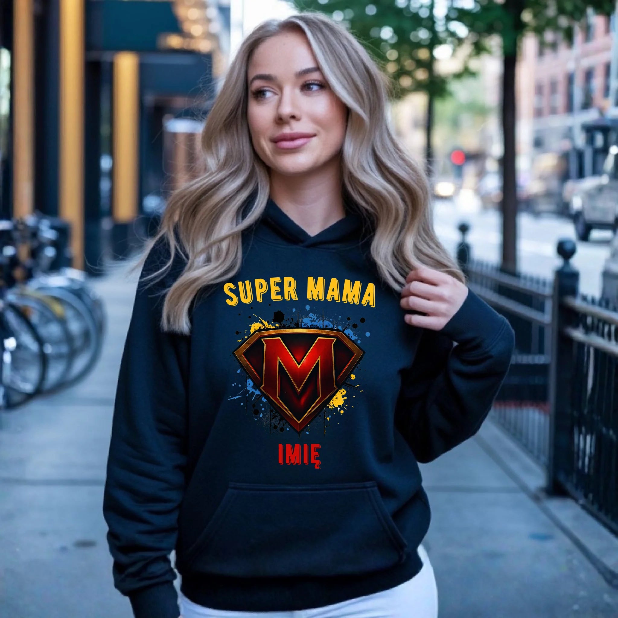 Bluza z kapturem dla mamy - Super Mama - personalizowana DM07 - StoryCups.pl
