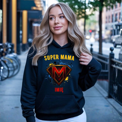 Bluza z kapturem dla mamy - Super Mama - personalizowana DM07 - StoryCups.pl
