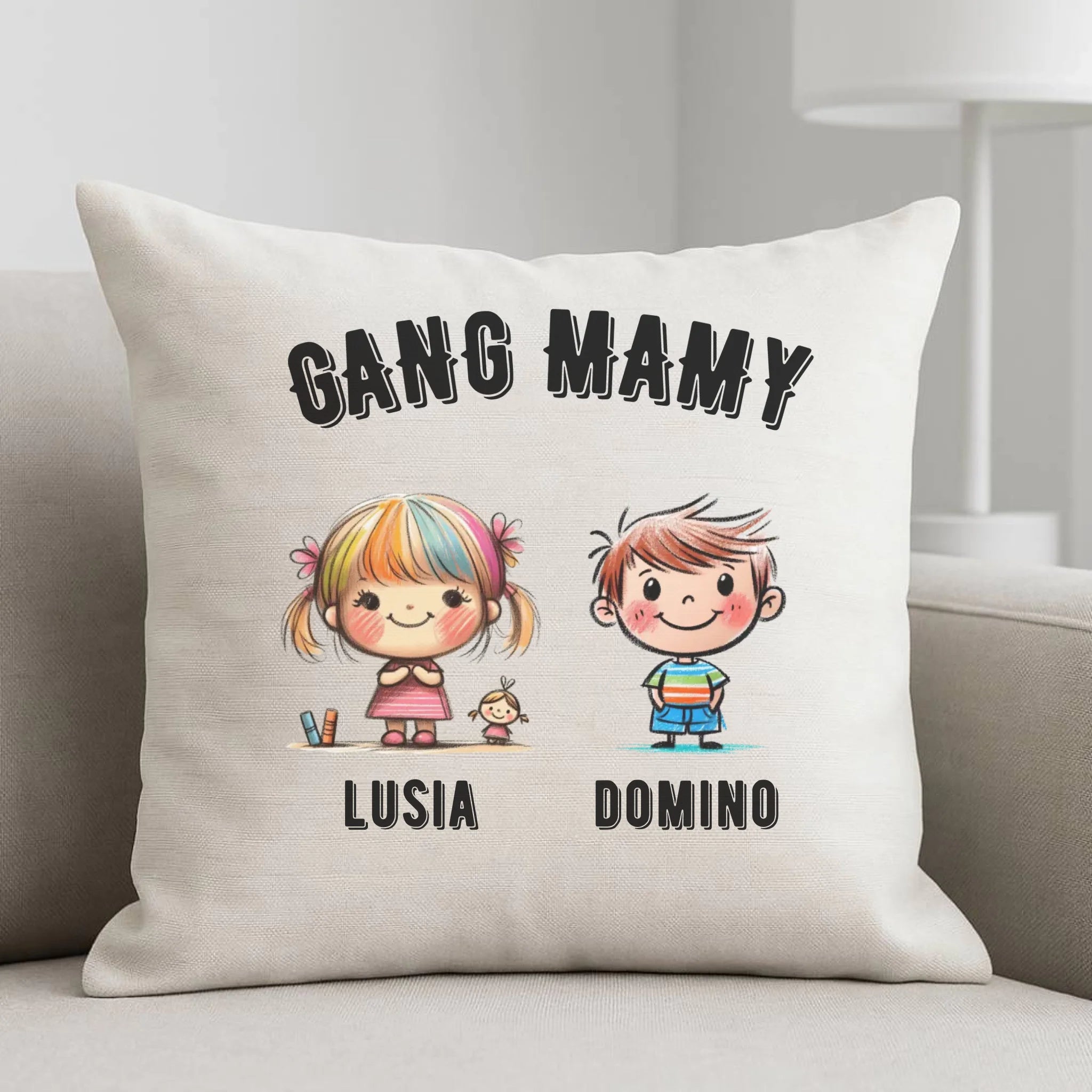 Poduszka dla mamy z imionami dzieci - Gang mamy - personalizowana DM09 - StoryCups.pl