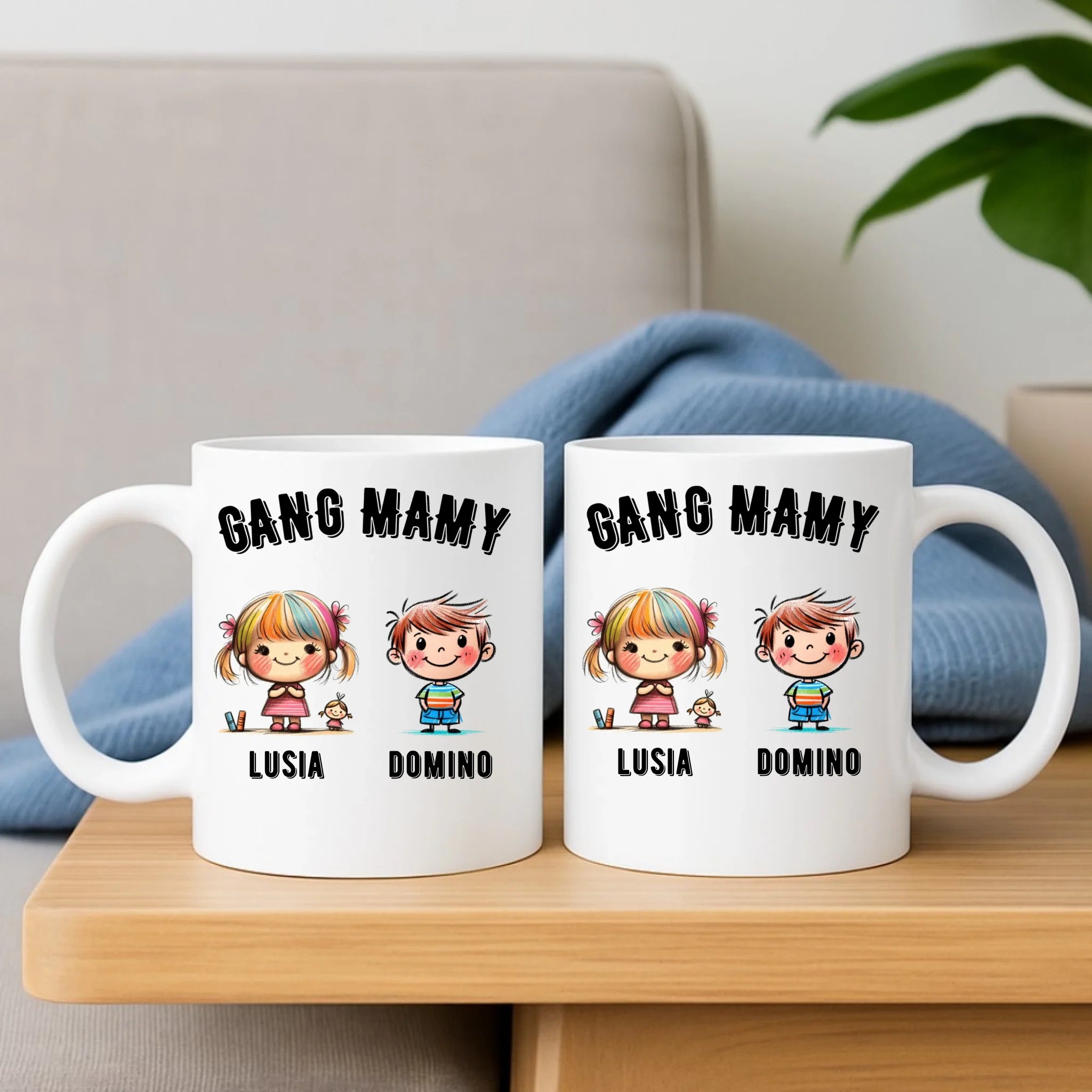 Zestaw poduszka i kubek dla mamy z imionami dzieci - Gang mamy - personalizowany DM09 - StoryCups.pl