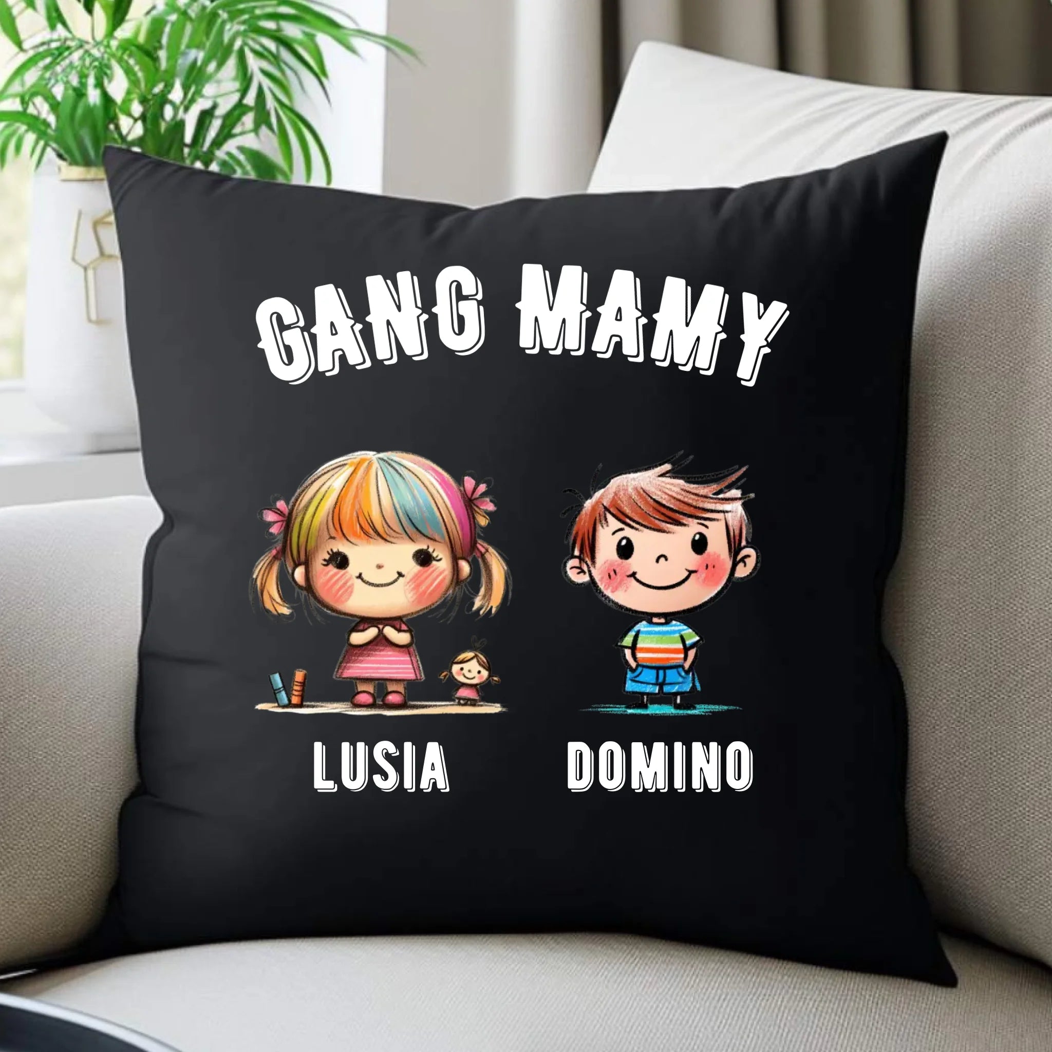 Poduszka dekoracyjna dla mamy z imionami dzieci - Gang mamy - personalizowana DM09 - StoryCups.pl