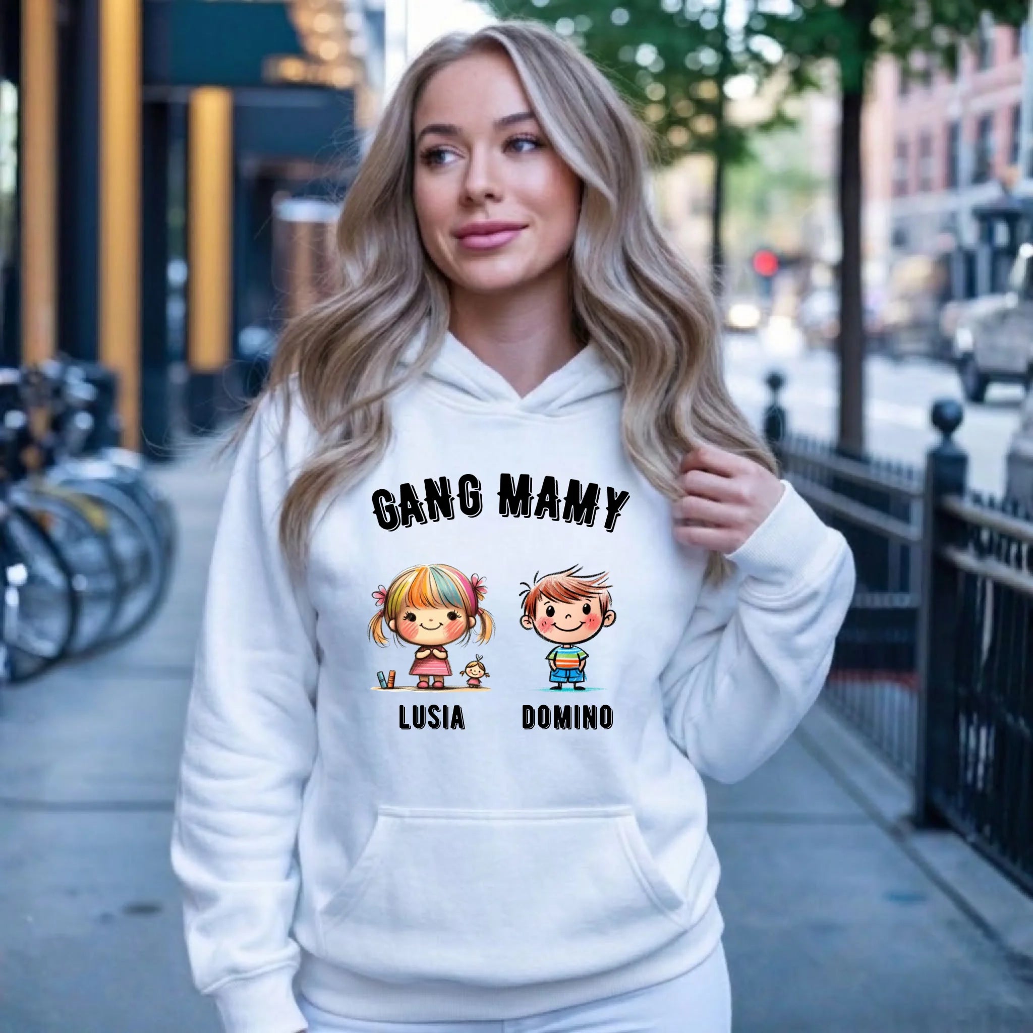 Bluza z kapturem dla mamy z imionami dzieci - Gang mamy - personalizowana DM09 - StoryCups.pl