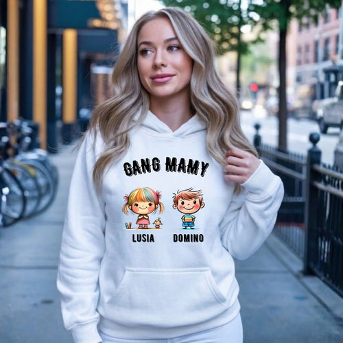 Bluza z kapturem dla mamy z imionami dzieci - Gang mamy - personalizowana DM09 - StoryCups.pl