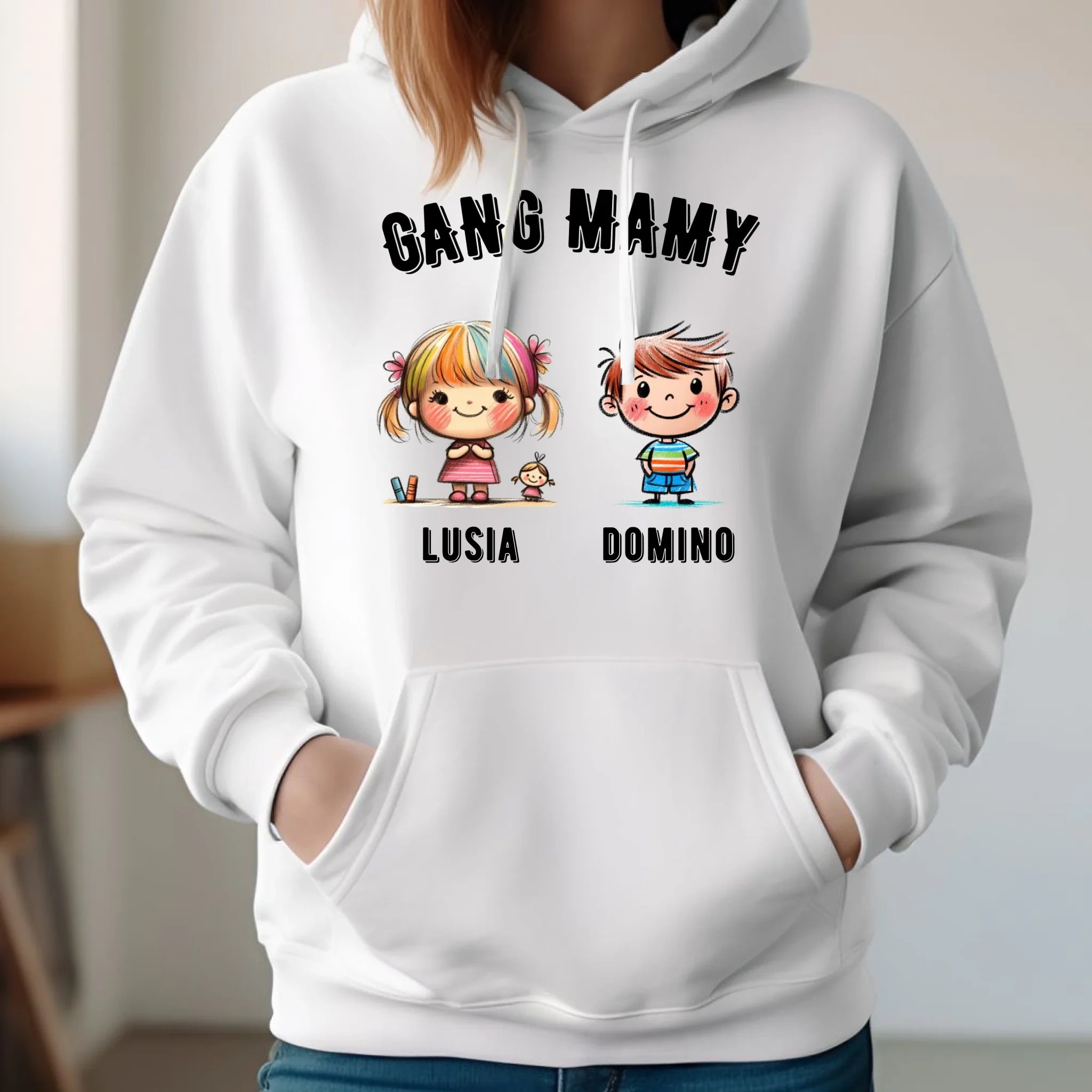 Bluza z kapturem dla mamy z imionami dzieci - Gang mamy - personalizowana DM09 - StoryCups.pl