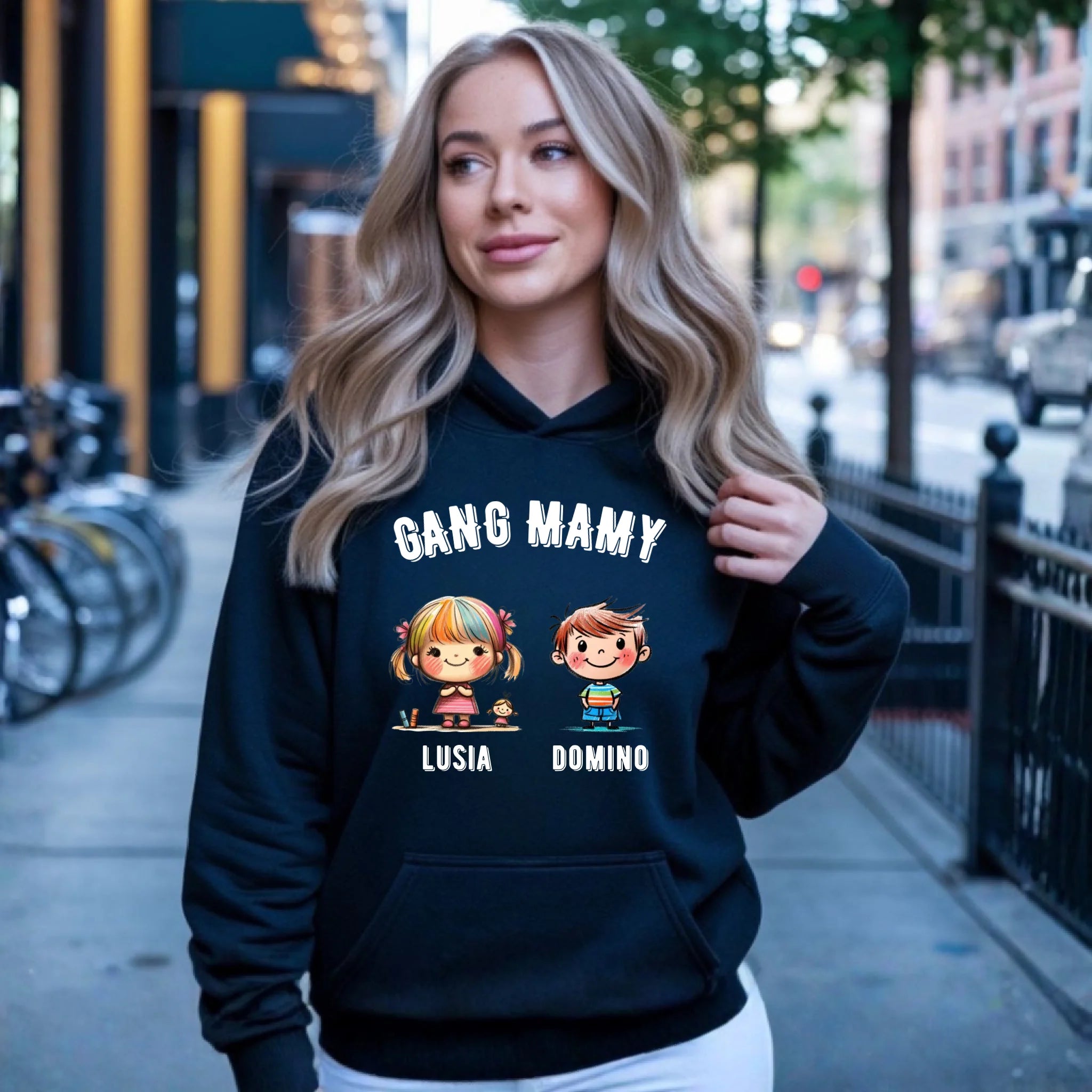 Bluza z kapturem dla mamy z imionami dzieci - Gang mamy - personalizowana DM09 - StoryCups.pl
