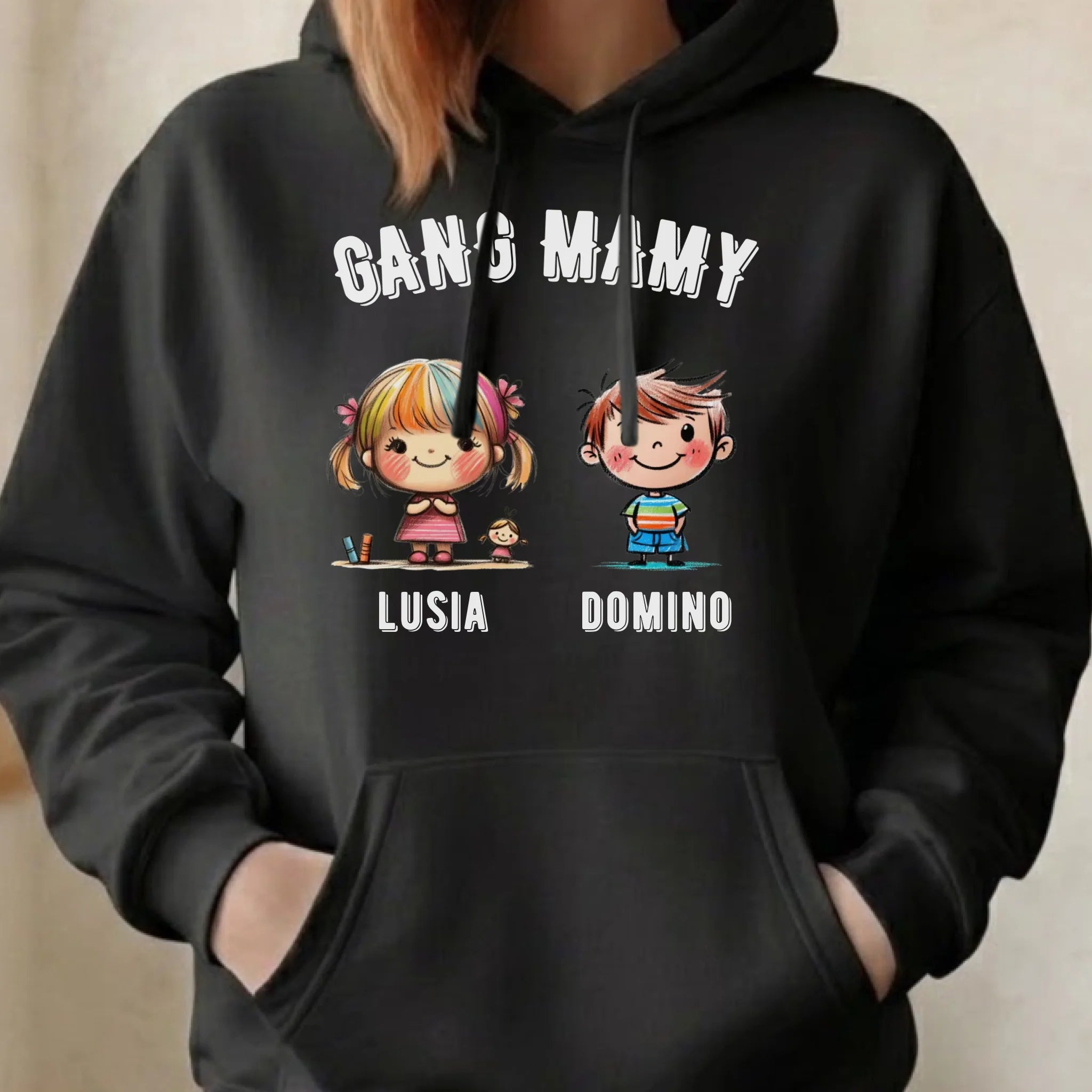 Bluza z kapturem dla mamy z imionami dzieci - Gang mamy - personalizowana DM09 - StoryCups.pl