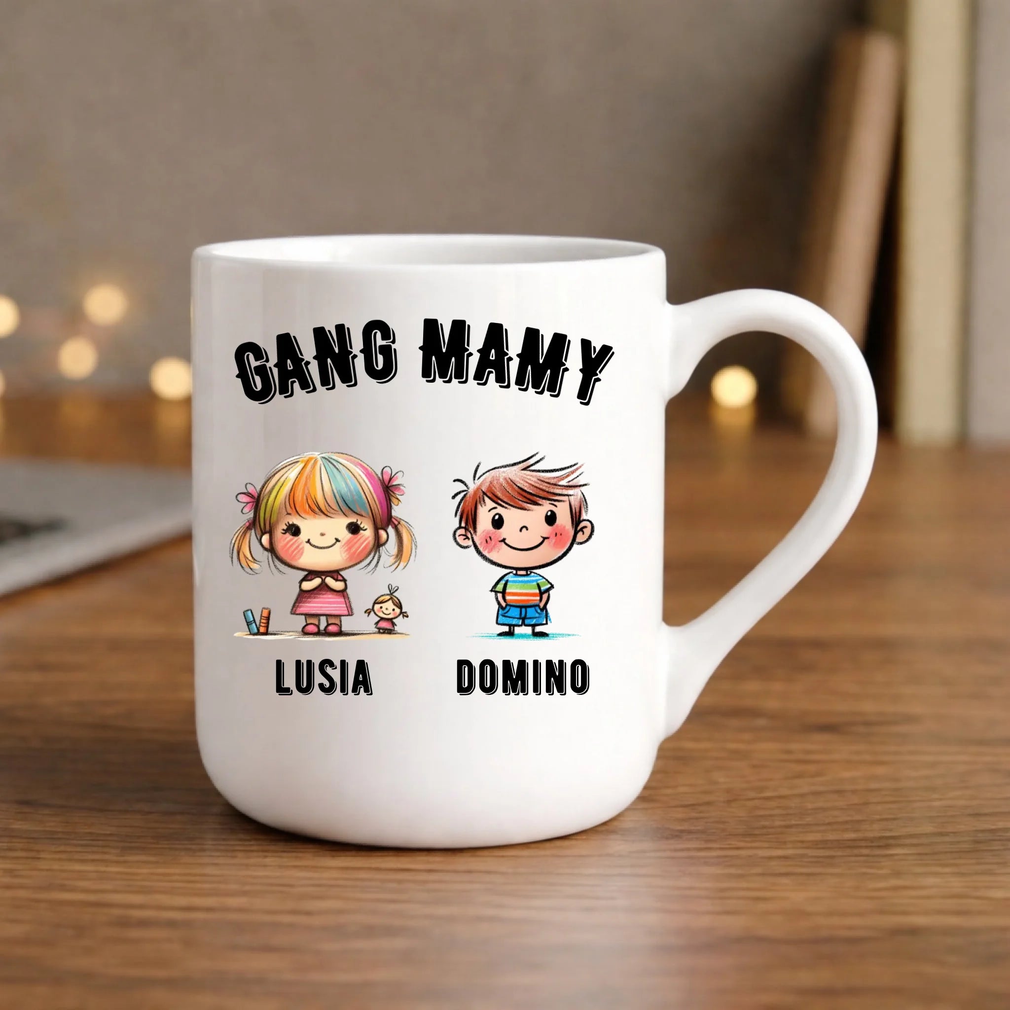Kubek elegant dla mamy z imionami dzieci - Gang mamy - personalizowany DM09 - StoryCups.pl