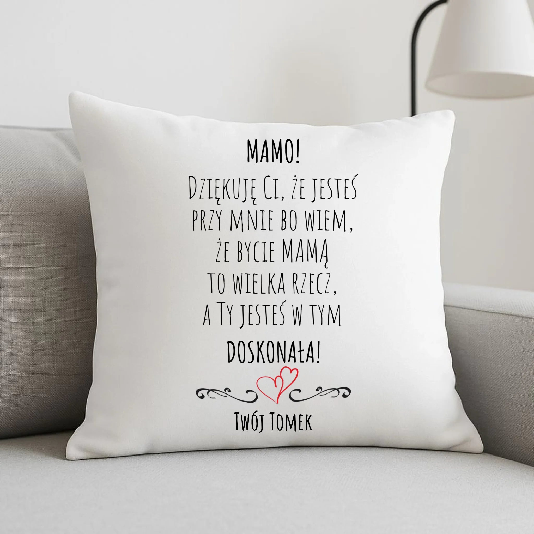 Poduszka dla mamy z podziękowaniem - Mamo jesteś doskonała - personalizowana DM10 - StoryCups.pl