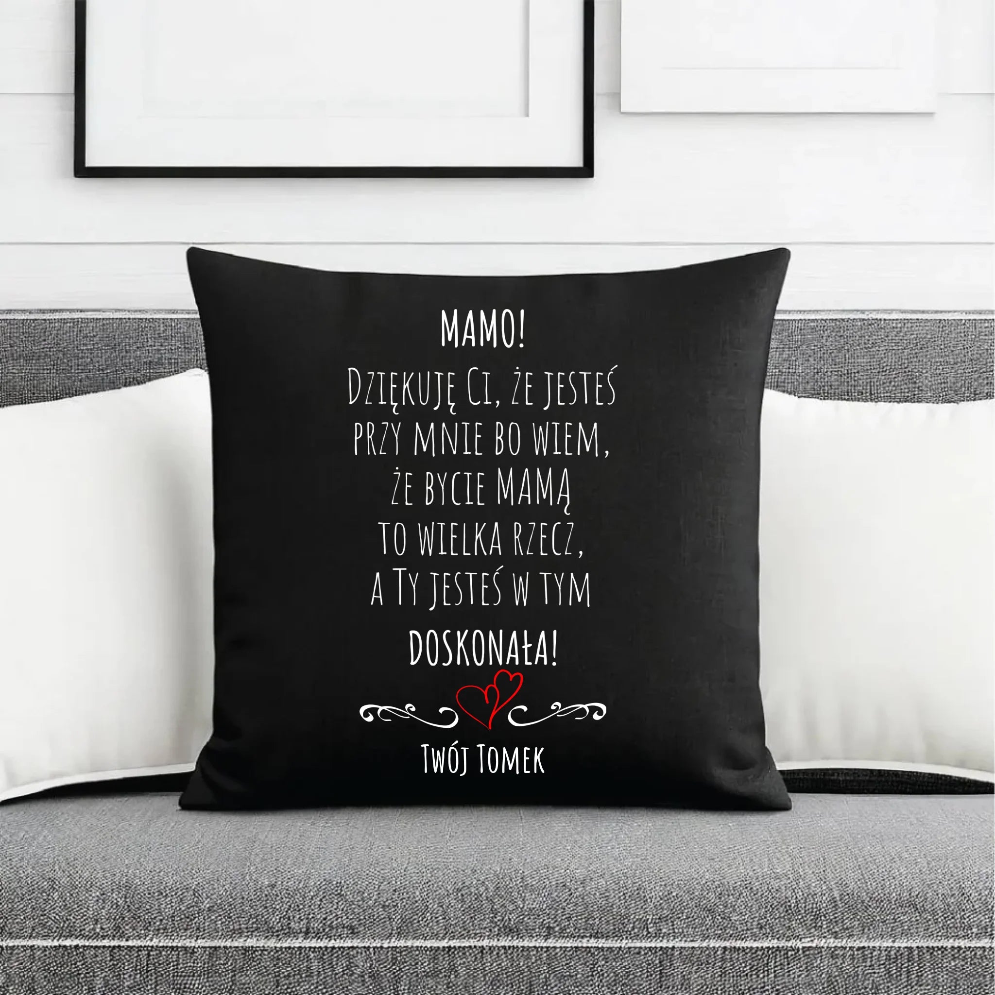 Poduszka dekoracyjna dla mamy z podziękowaniem - Mamo jesteś doskonała - personalizowana DM10 - StoryCups.pl