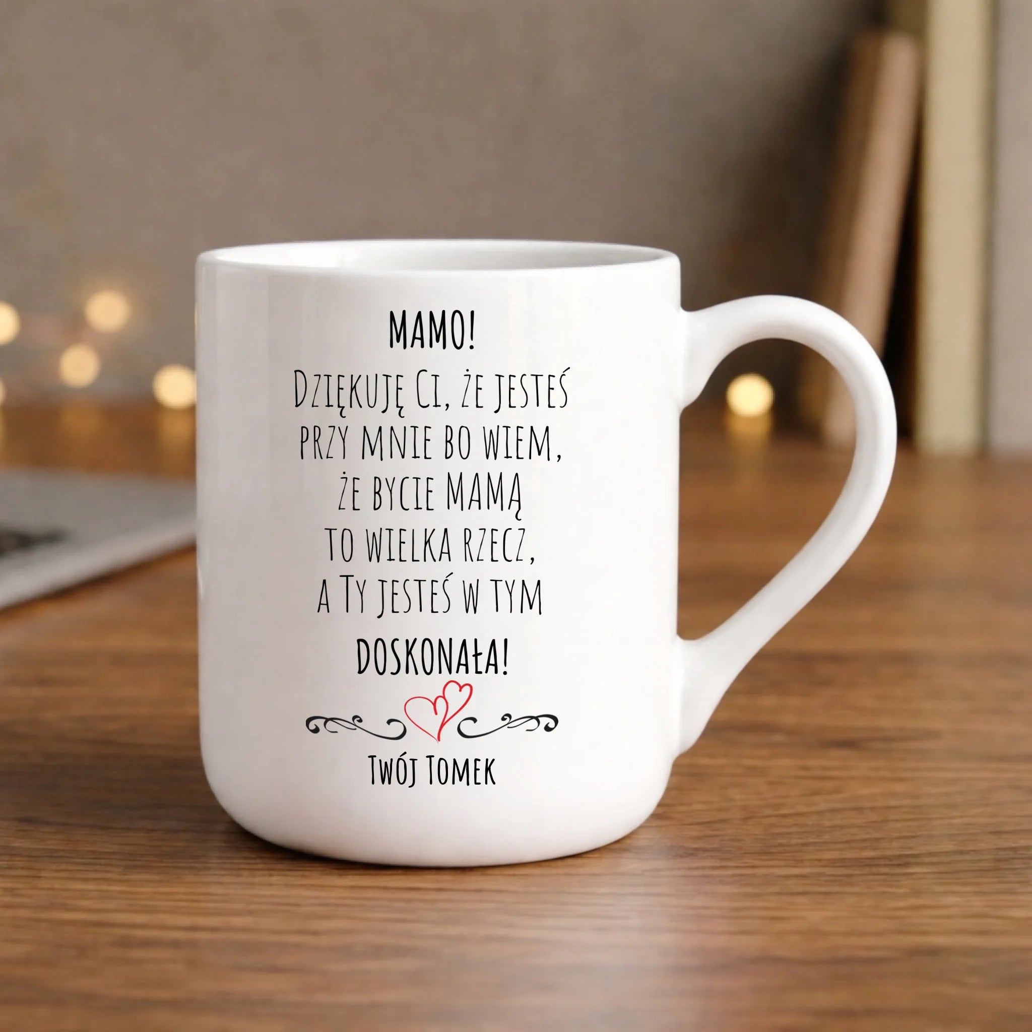Kubek elegant dla mamy z podziękowaniem - Mamo jesteś doskonała - personalizowany DM10 - StoryCups.pl