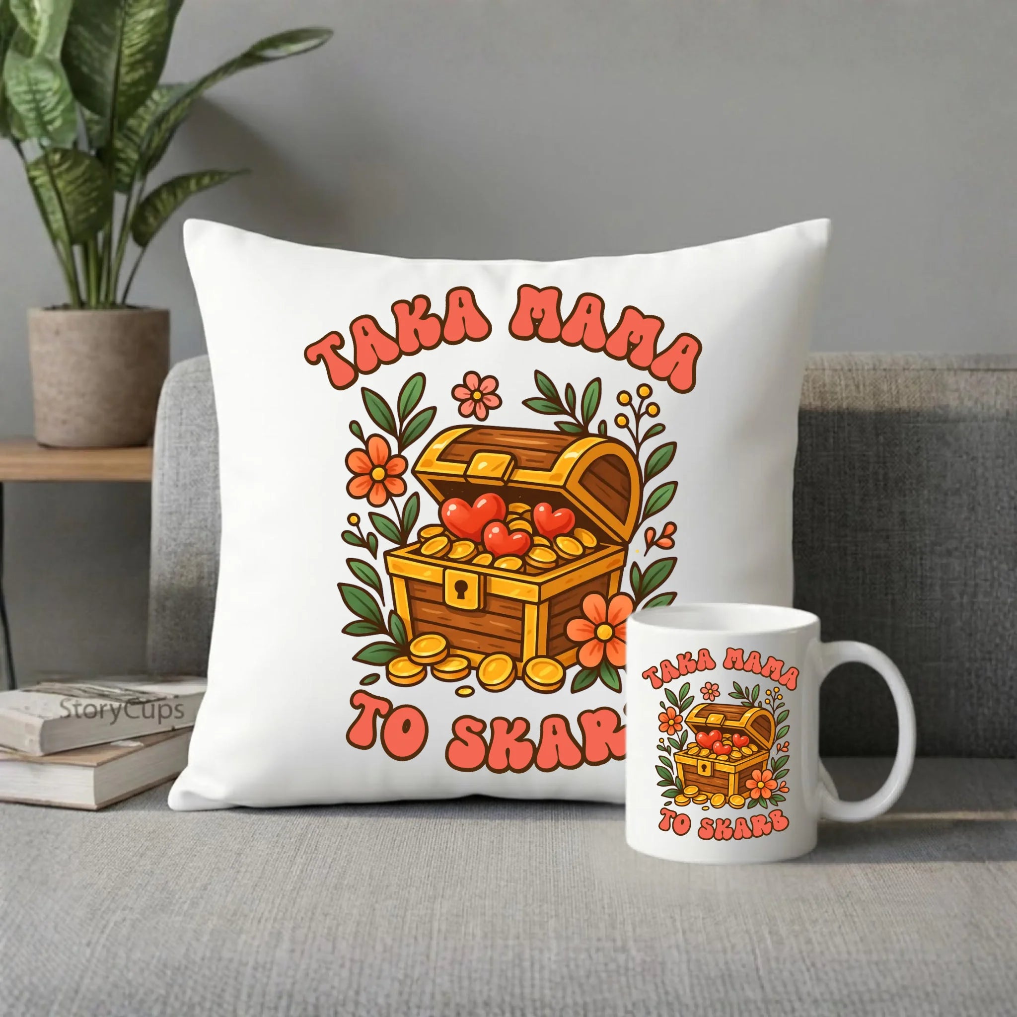Zestaw poduszka i kubek dla mamy - Taka mama to skarb DM12 - StoryCups.pl