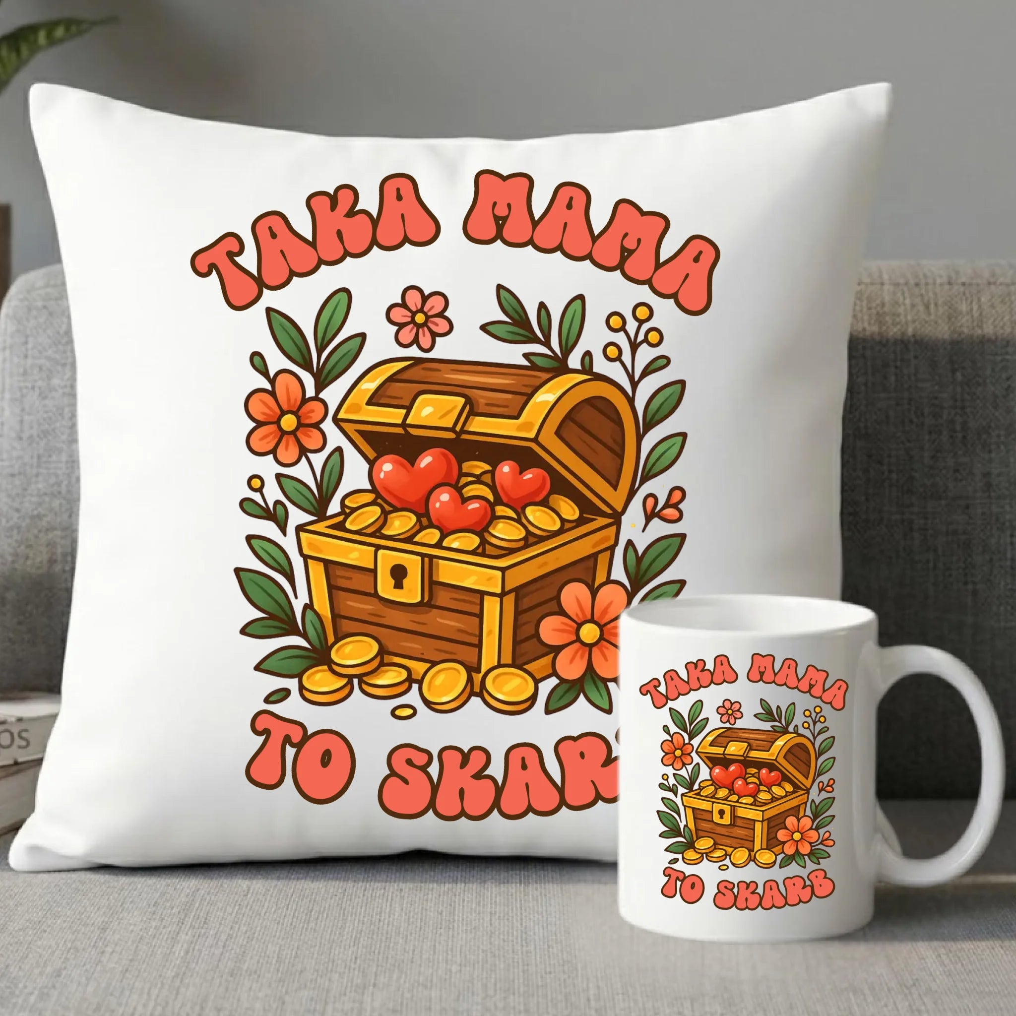Zestaw poduszka i kubek dla mamy - Taka mama to skarb DM12 - StoryCups.pl