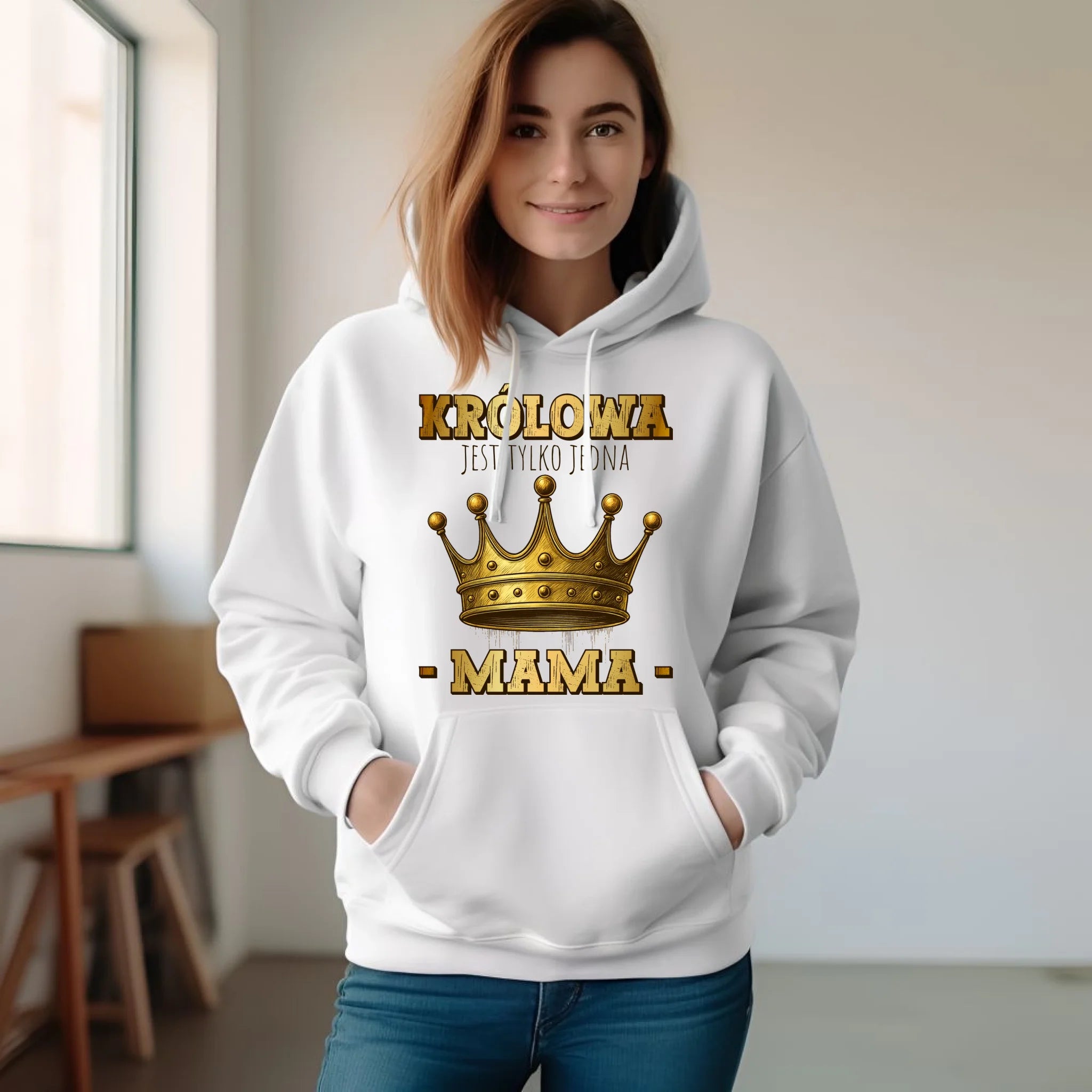 Bluza z kapturem dla mamy - Królowa jest tylko jedna Mama DM13 - StoryCups.pl