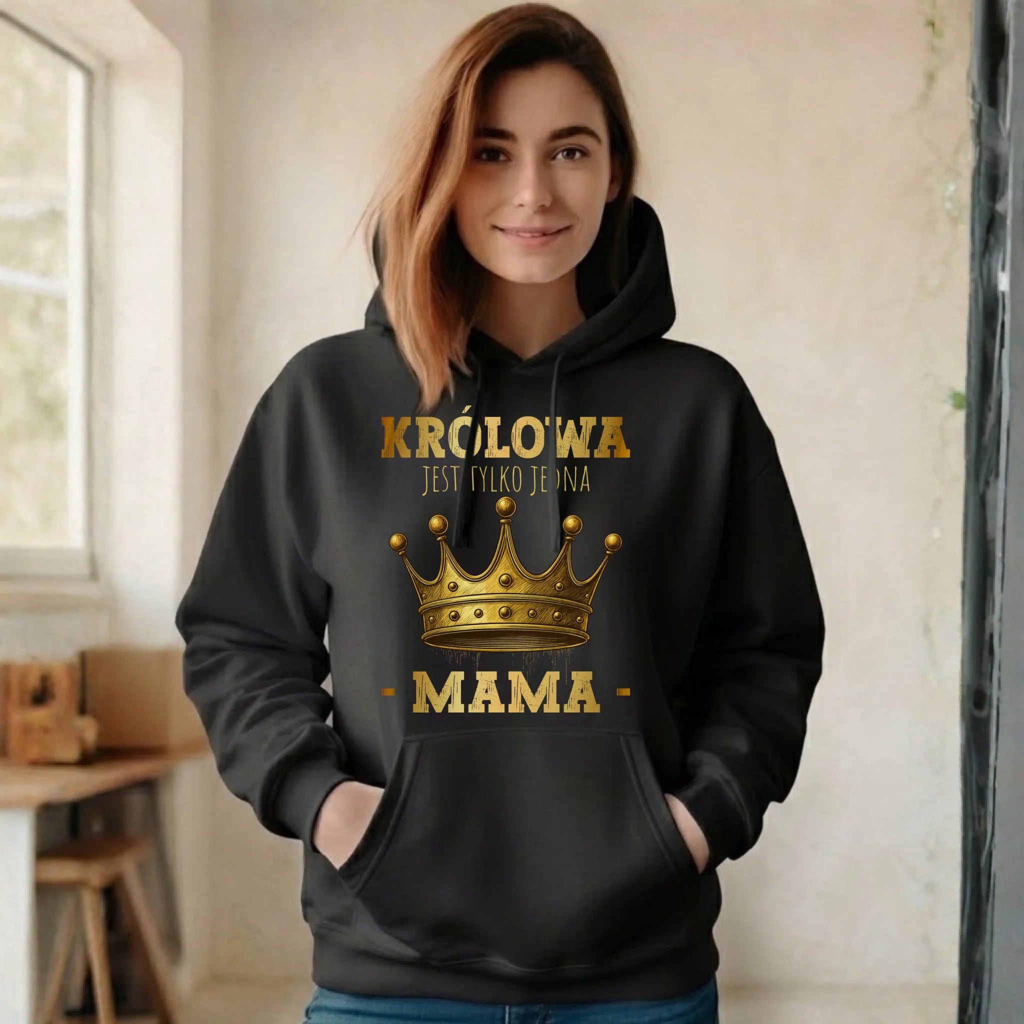 Bluza z kapturem dla mamy - Królowa jest tylko jedna Mama DM13 - StoryCups.pl