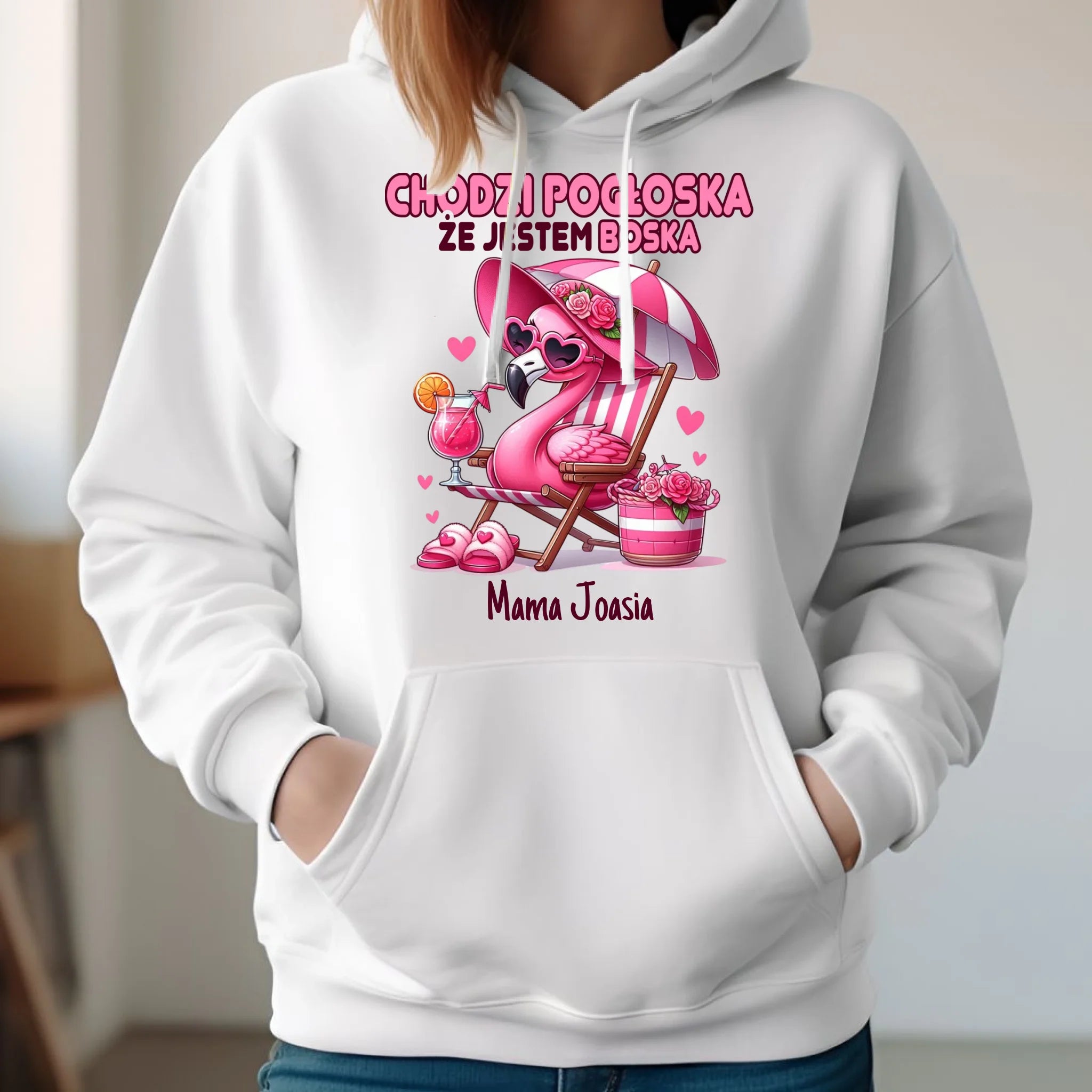 Bluza z kapturem dla mamy - Chodzi pogłoska, że jestem boska - personalizowana DM14 - StoryCups.pl