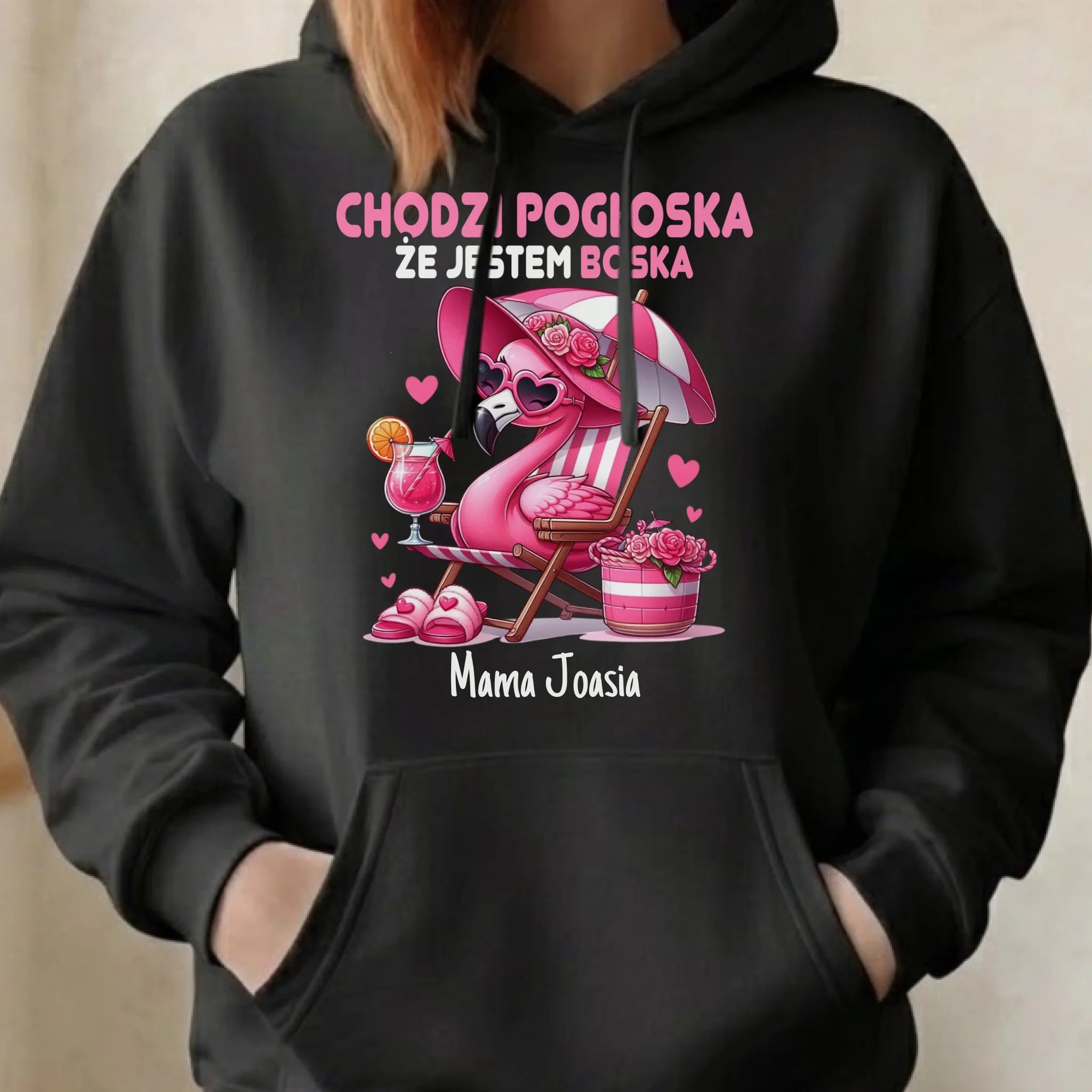 Bluza z kapturem dla mamy - Chodzi pogłoska, że jestem boska - personalizowana DM14 - StoryCups.pl