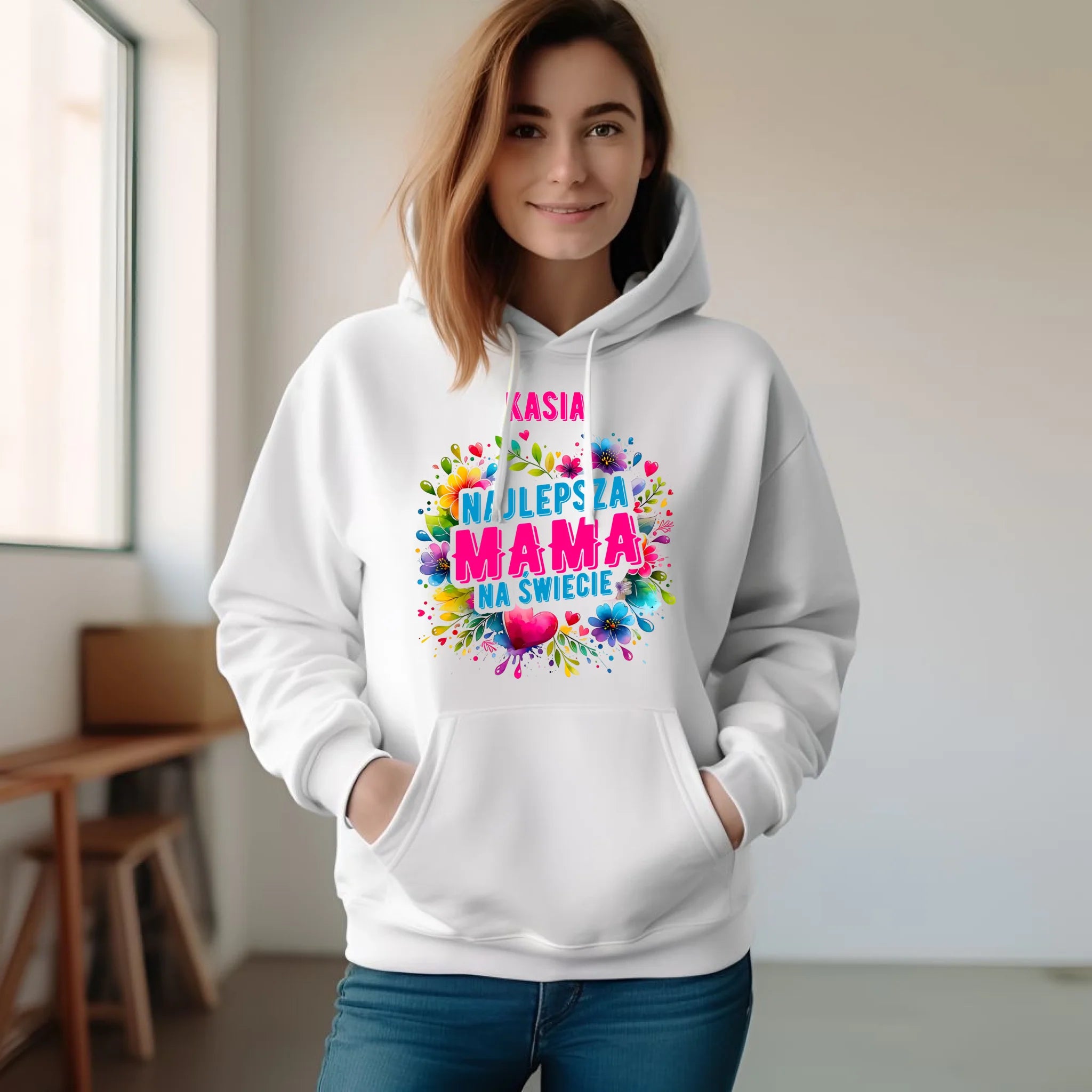 Bluza z kapturem dla mamy - Najlepsza Mama - personalizowana DM15 - StoryCups.pl