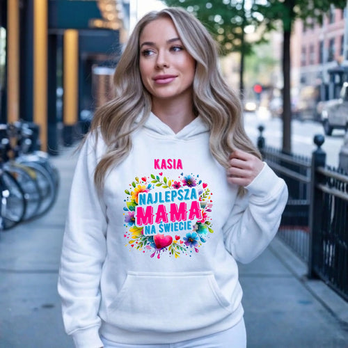 Bluza z kapturem dla mamy - Najlepsza Mama - personalizowana DM15 - StoryCups.pl