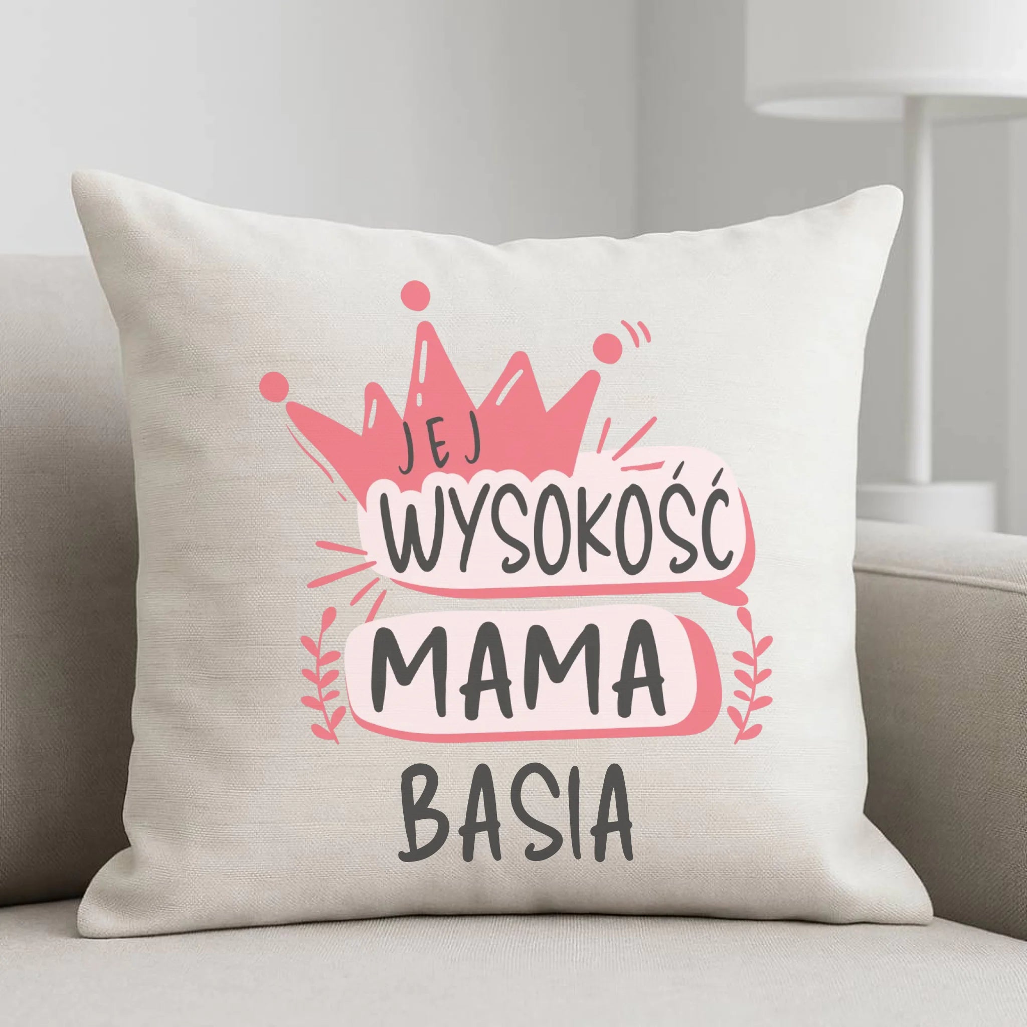 Poduszka dla mamy - Jej Wysokość Mama - personalizowana DM16 - StoryCups.pl