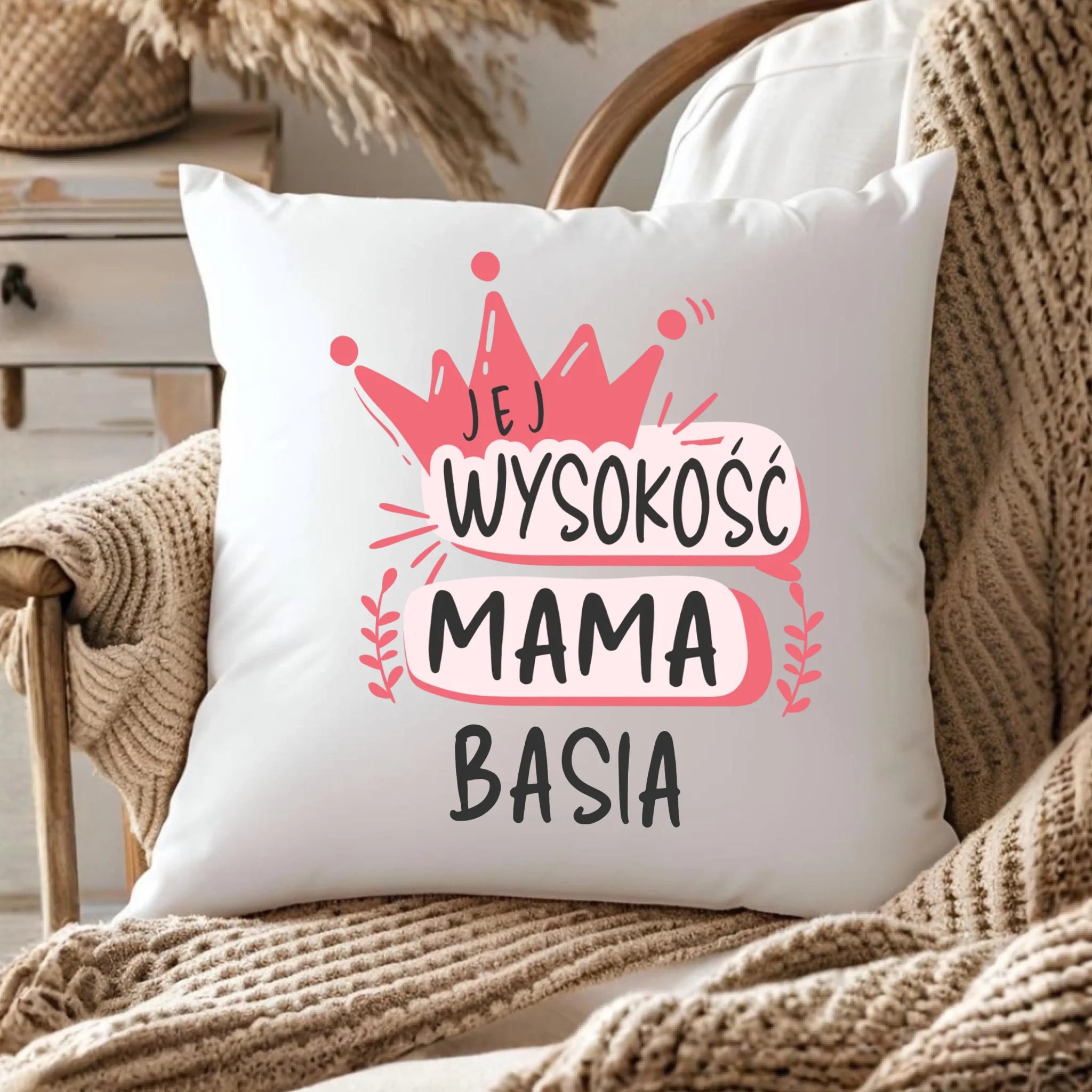 Poduszka dla mamy - Jej Wysokość Mama - personalizowana DM16 - StoryCups.pl
