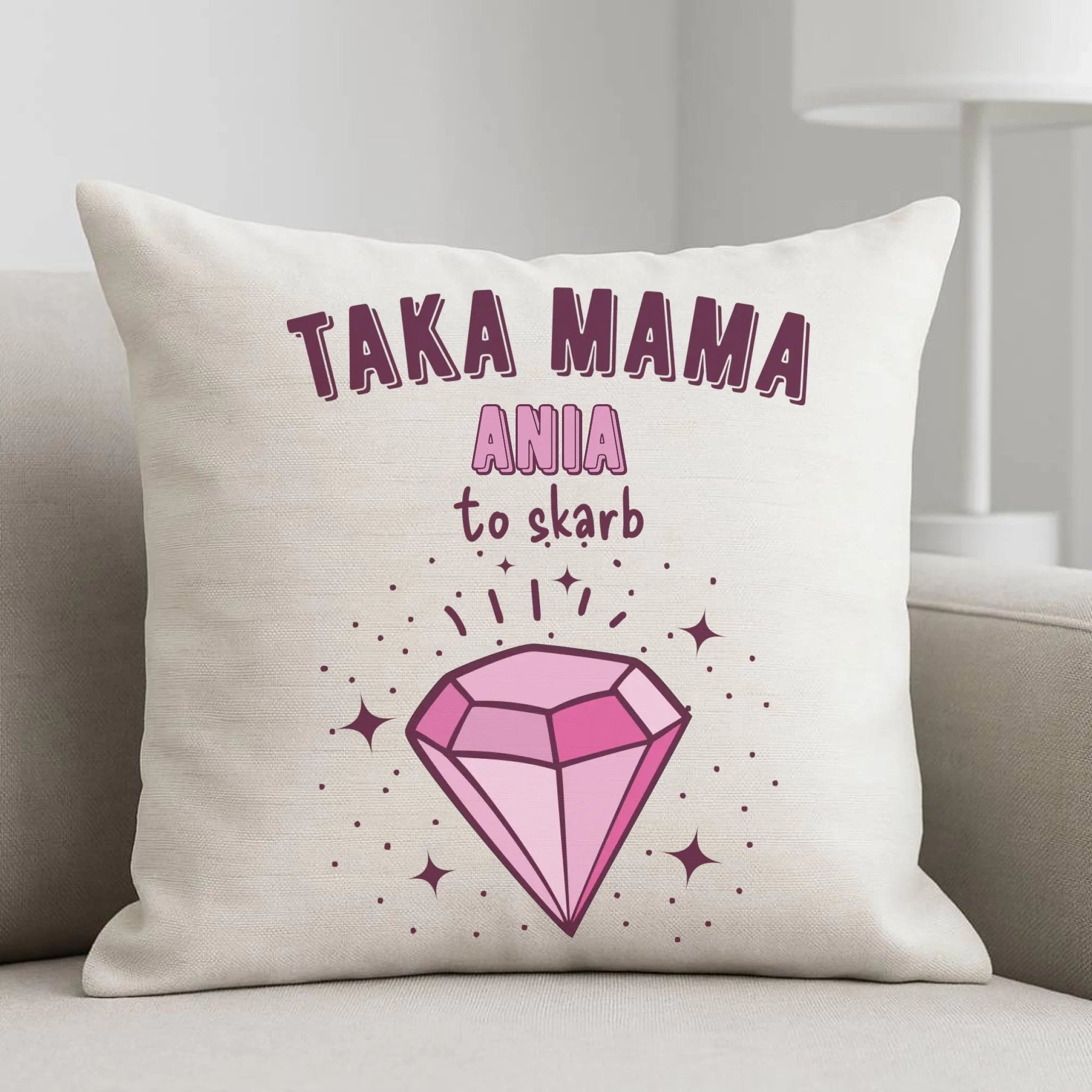 Poduszka z imieniem dla mamy - Taka mama to skarb - personalizowana DM18 - StoryCups.pl