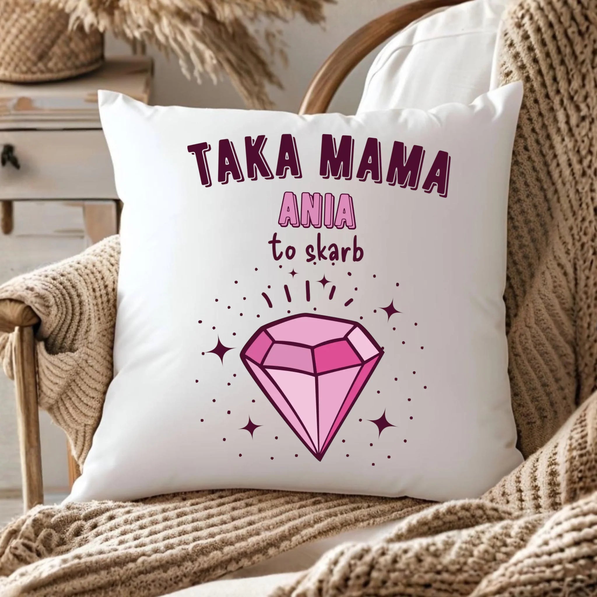 Poduszka z imieniem dla mamy - Taka mama to skarb - personalizowana DM18 - StoryCups.pl