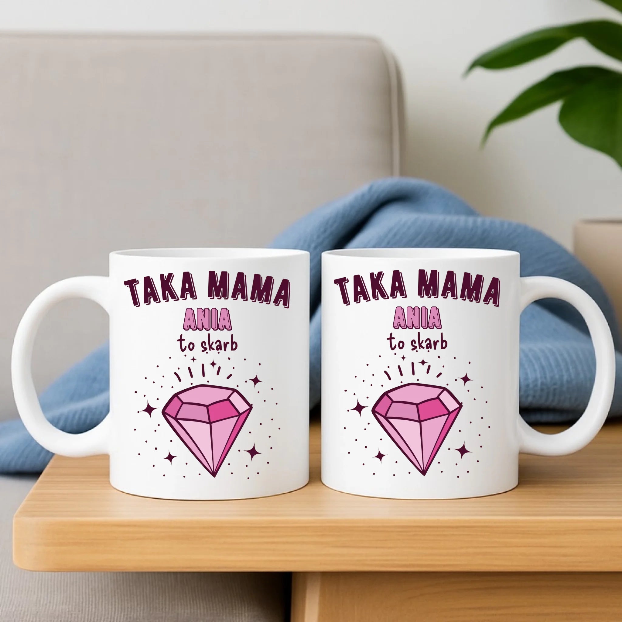 Zestaw poduszka i kubek z imieniem dla mamy - Taka mama to skarb - personalizowany DM18 - StoryCups.pl