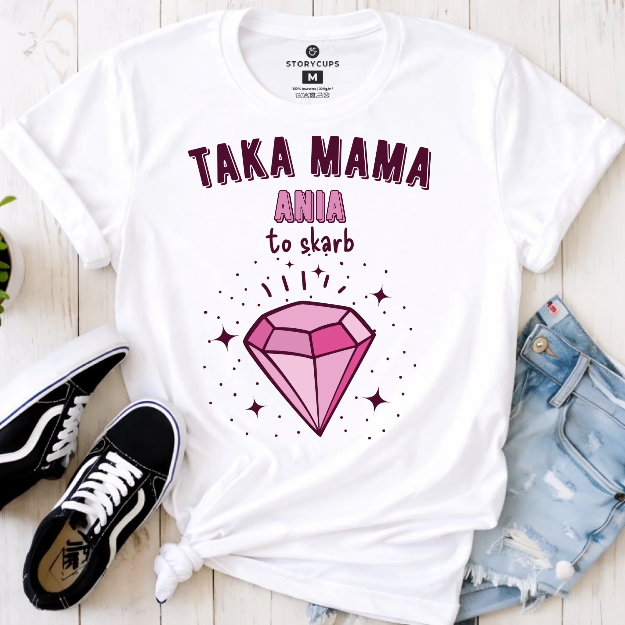 Koszulka z imieniem dla mamy - Taka mama to skarb - personalizowana DM18 - StoryCups.pl