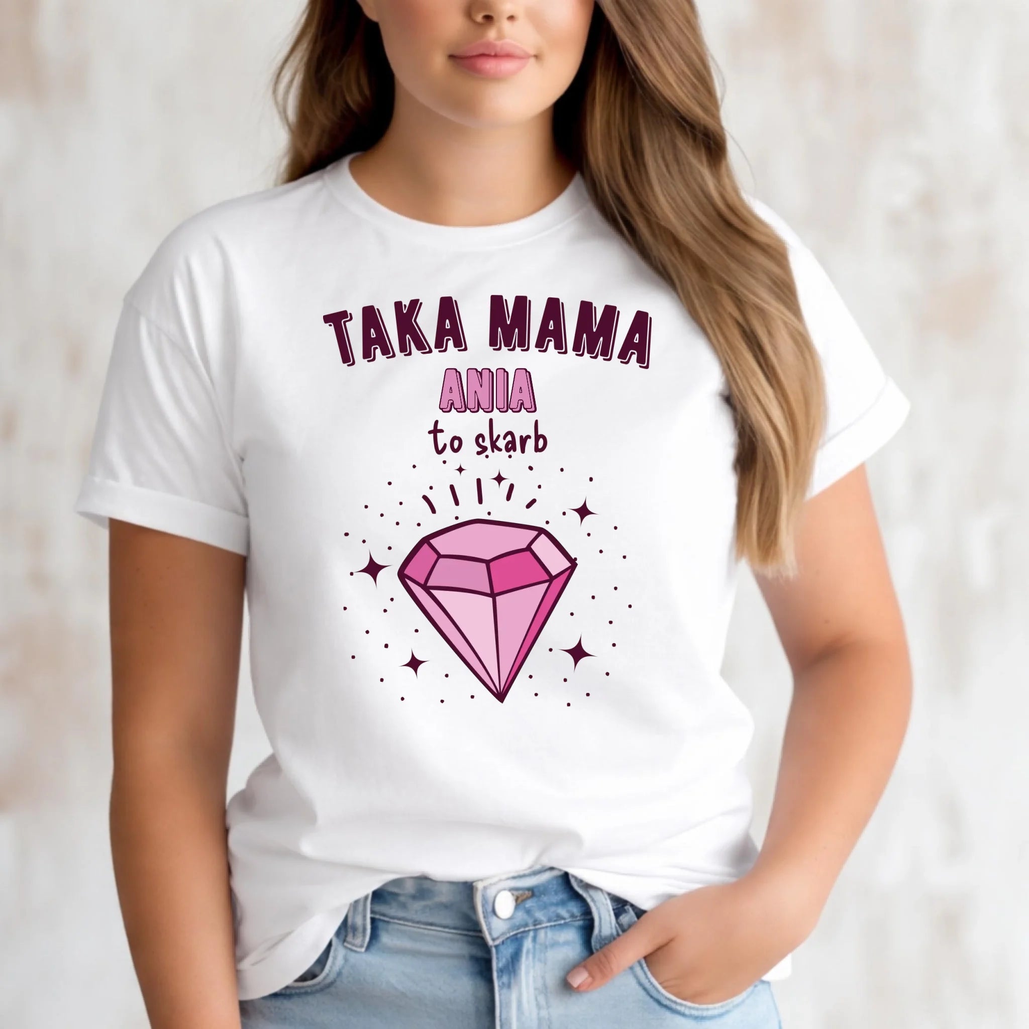 Koszulka z imieniem dla mamy - Taka mama to skarb - personalizowana DM18 - StoryCups.pl