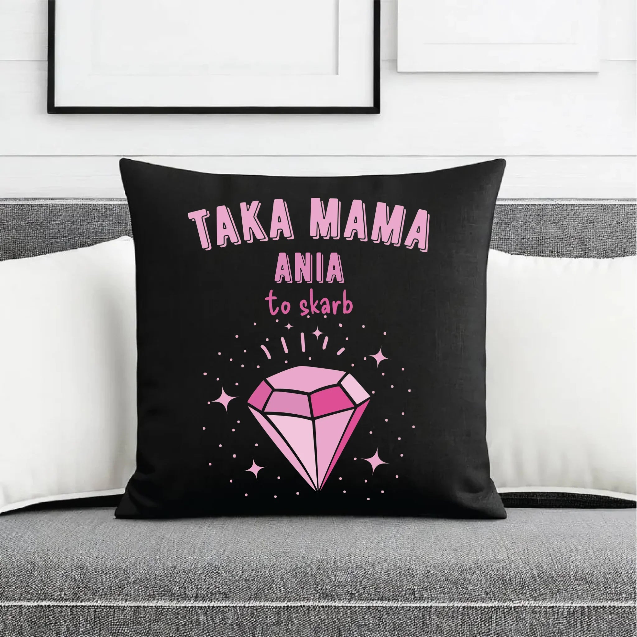 Poduszka dekoracyjna z imieniem dla mamy - Taka mama to skarb - personalizowana DM18 - StoryCups.pl