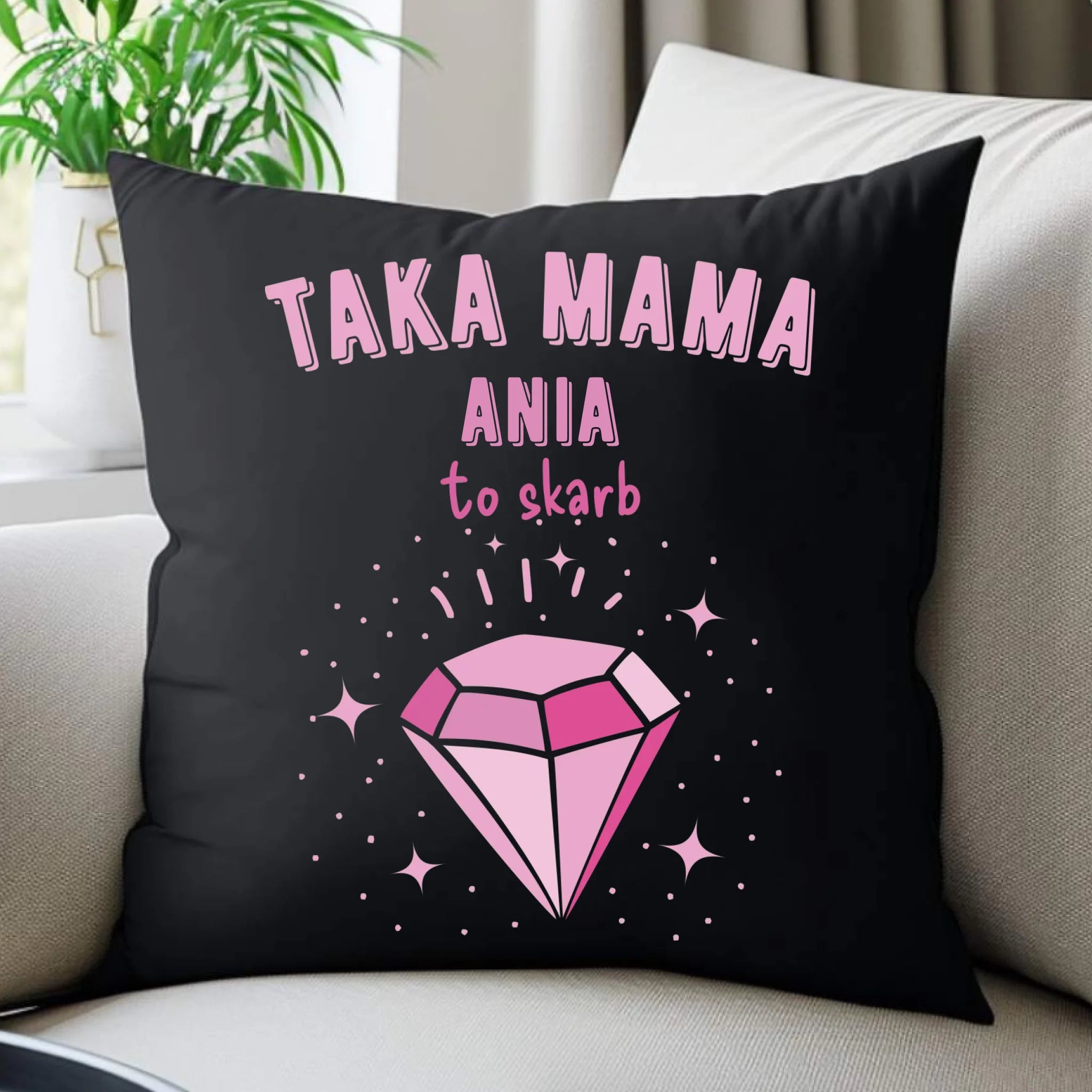 Poduszka dekoracyjna z imieniem dla mamy - Taka mama to skarb - personalizowana DM18 - StoryCups.pl