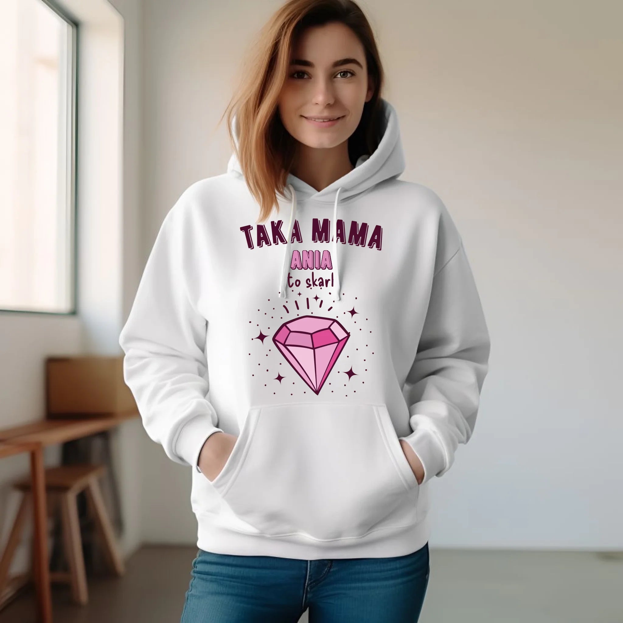 Bluza z kapturem dla mamy - Taka mama to skarb - personalizowana DM18 - StoryCups.pl