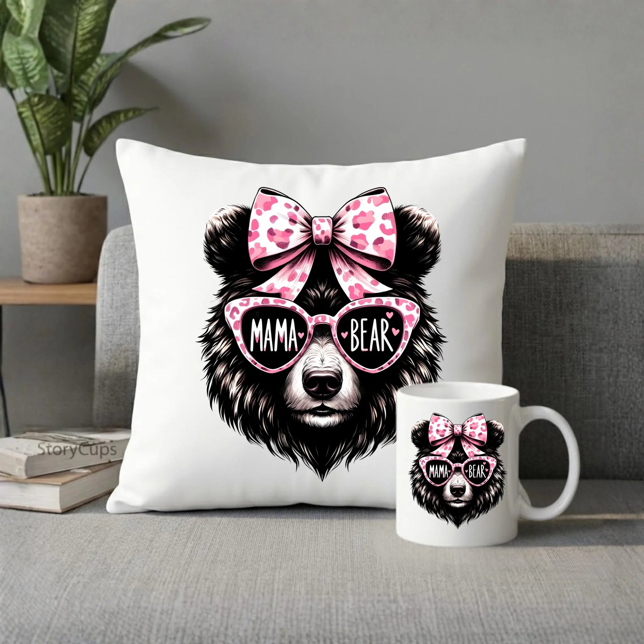 Zestaw poduszka i kubek dla mamy - Mama bear DM19 - StoryCups.pl