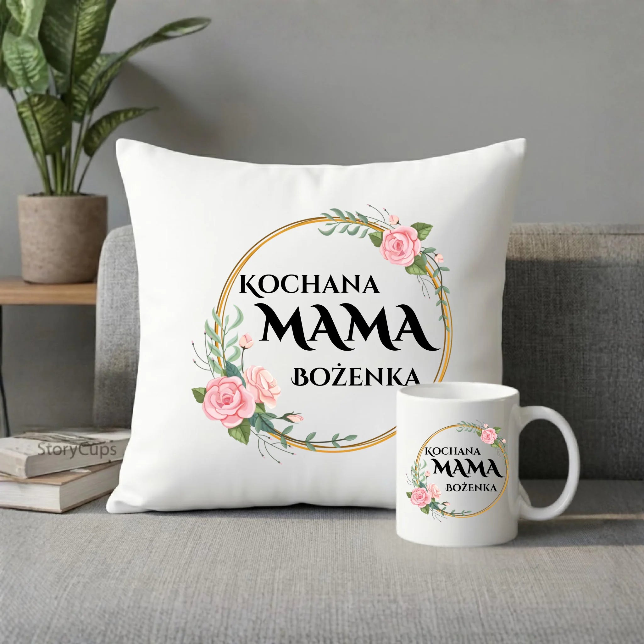 Zestaw poduszka i kubek dla mamy - Kochana Mama - personalizowany DM20 - StoryCups.pl