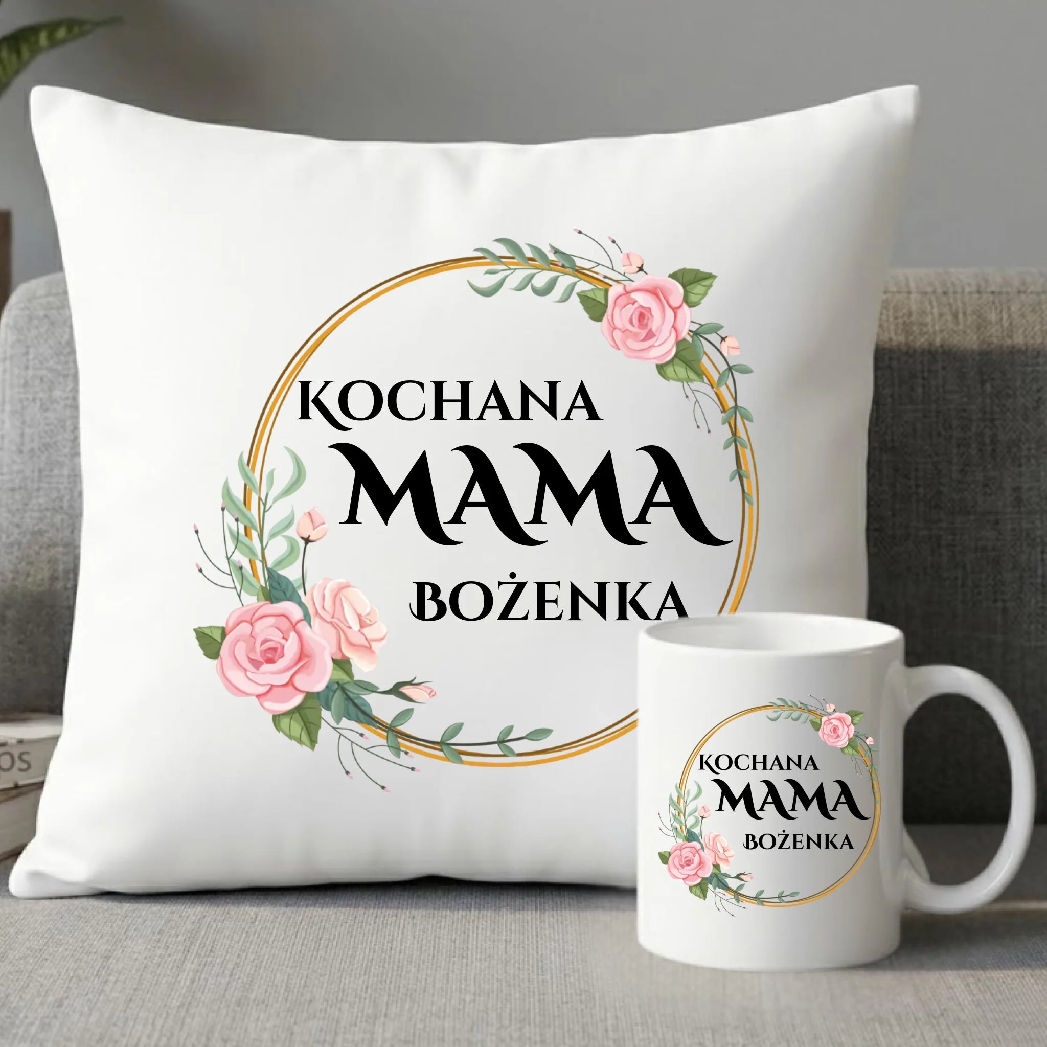 Zestaw poduszka i kubek dla mamy - Kochana Mama - personalizowany DM20 - StoryCups.pl