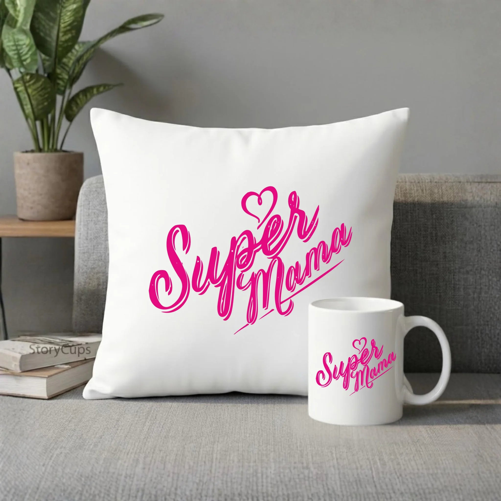 Zestaw poduszka i kubek dla mamy - Super Mama DM21 - StoryCups.pl