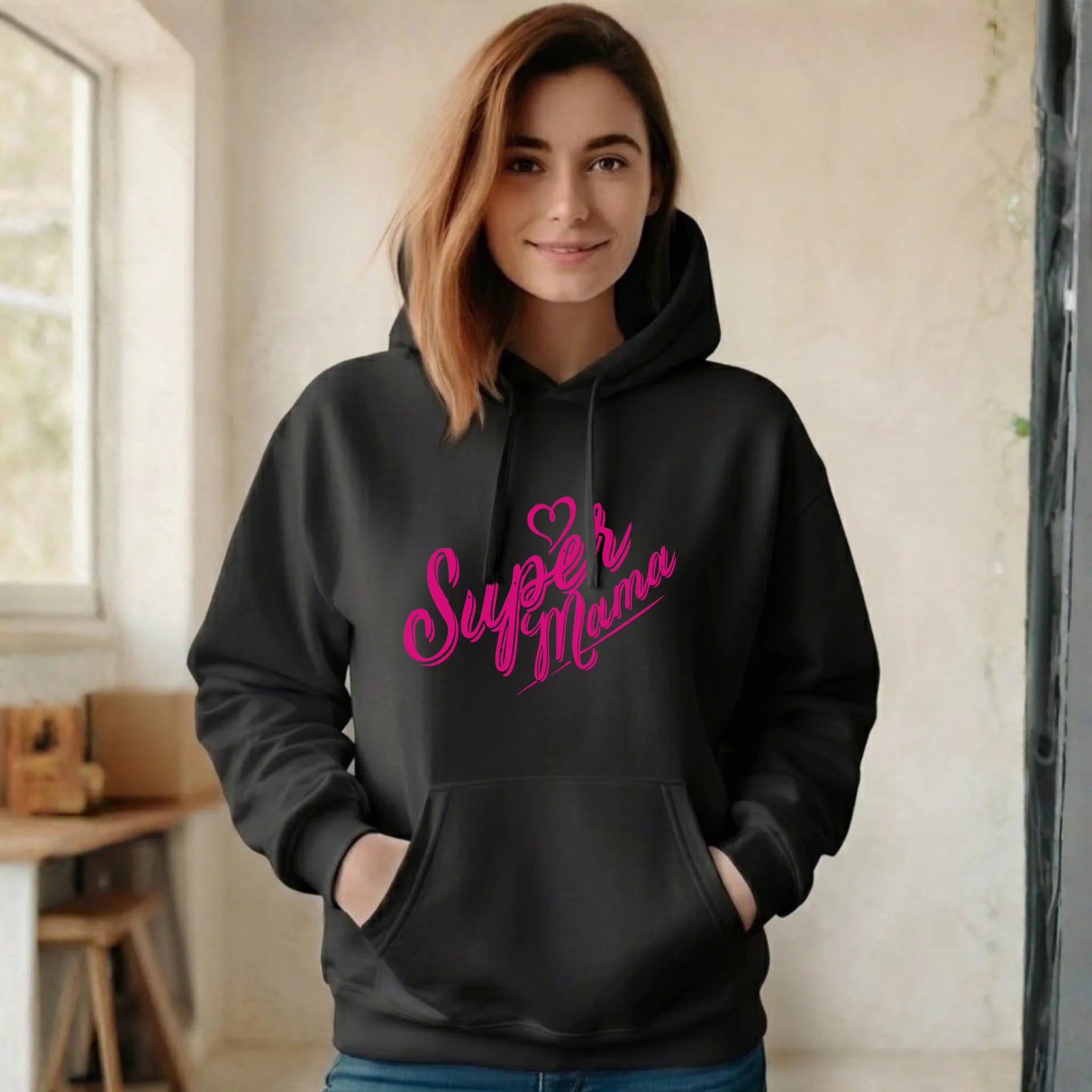 Bluza z kapturem dla mamy - Super Mama DM21 - StoryCups.pl