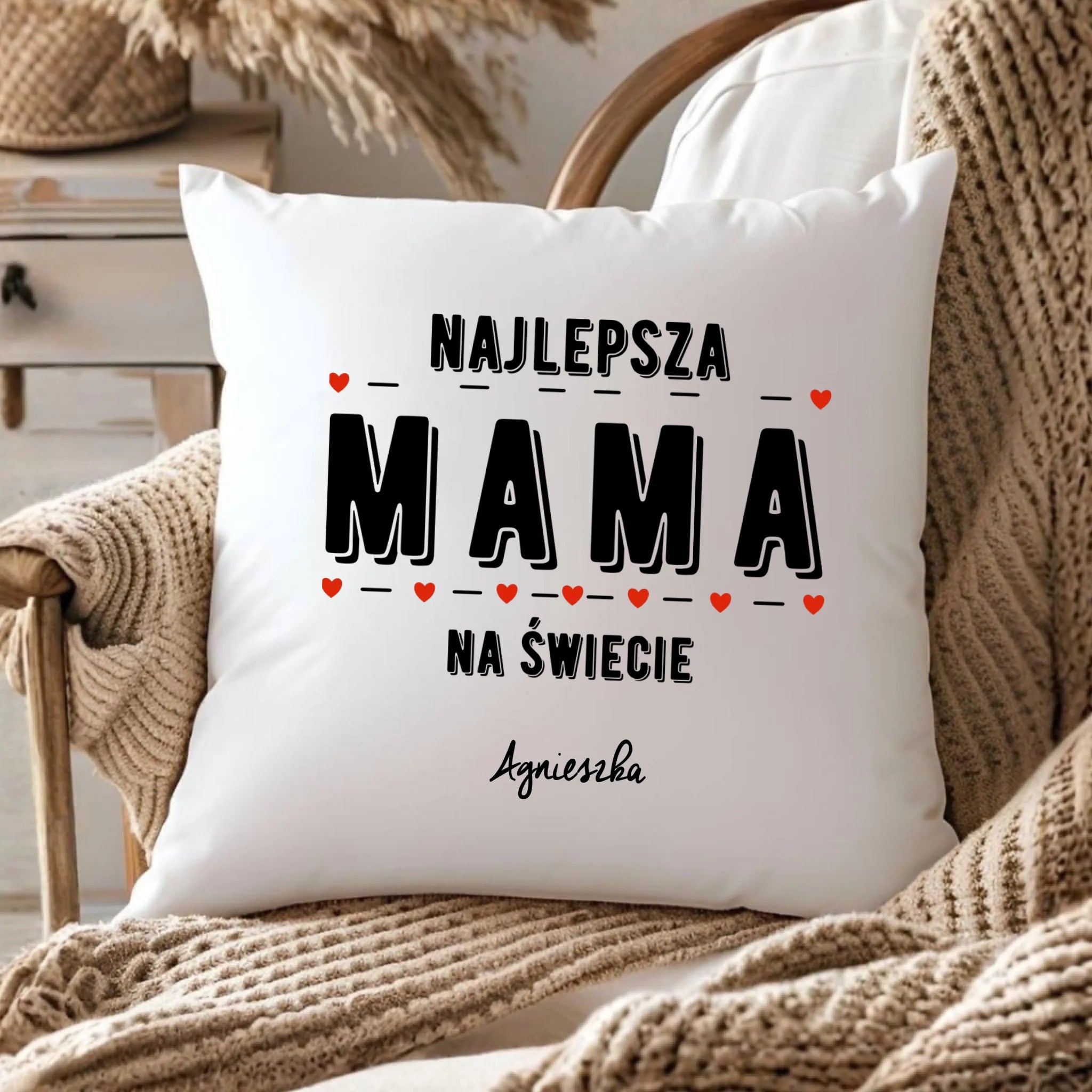 Poduszka z imieniem dla mamy - Najlepsza mama - personalizowana DM22 - StoryCups.pl