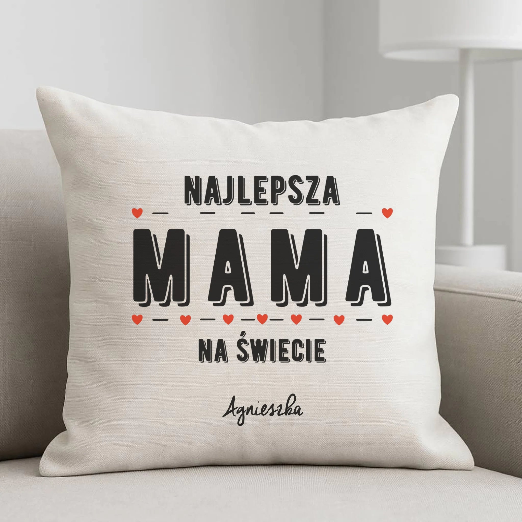 Poduszka z imieniem dla mamy - Najlepsza mama - personalizowana DM22 - StoryCups.pl