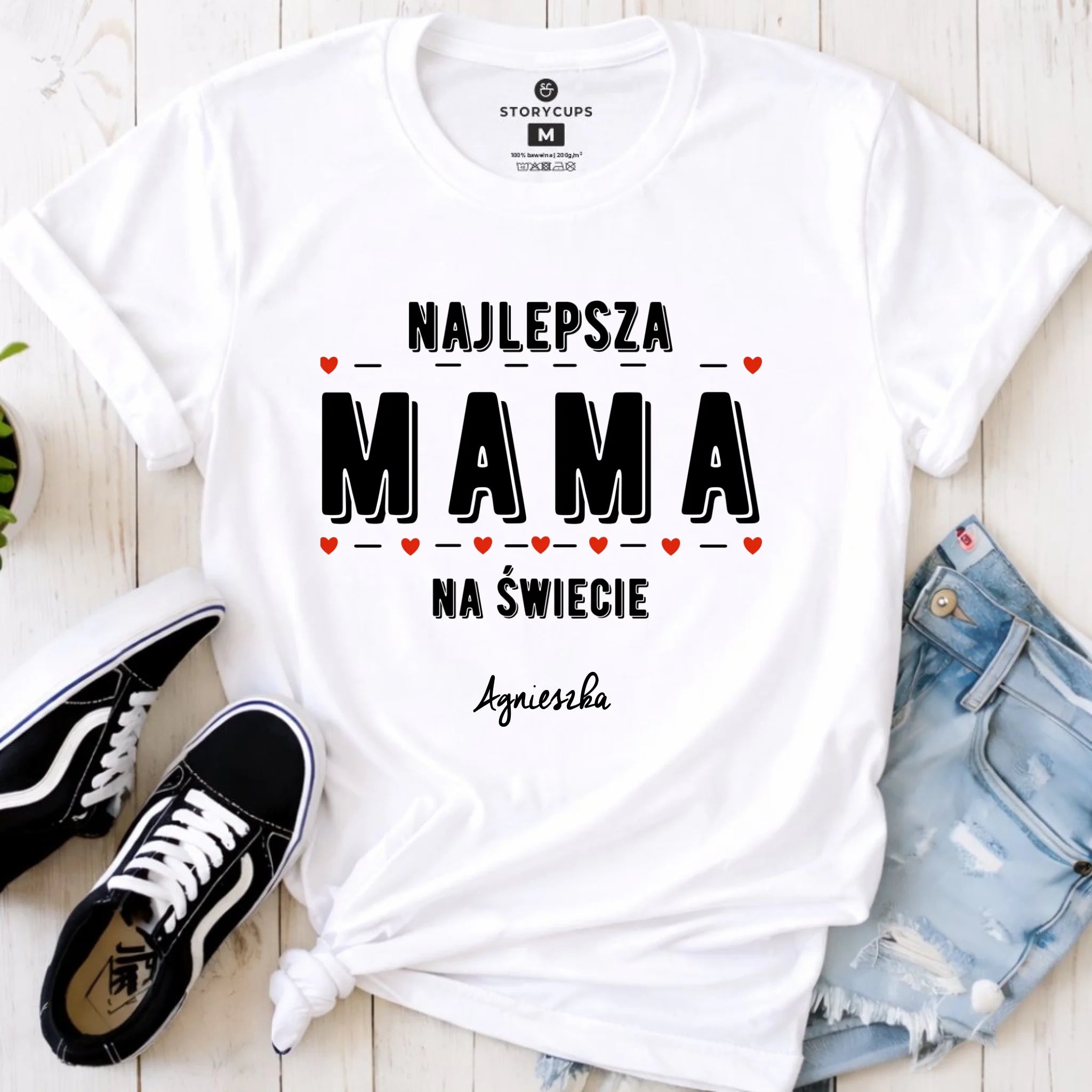 Koszulka z imieniem dla mamy - Najlepsza mama - personalizowana DM22 - StoryCups.pl